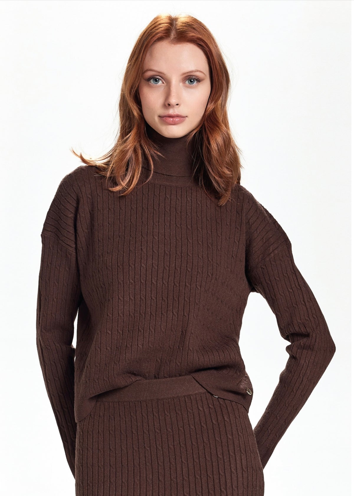 TAKE TWO - Dolcevita con treccia misto lana donna