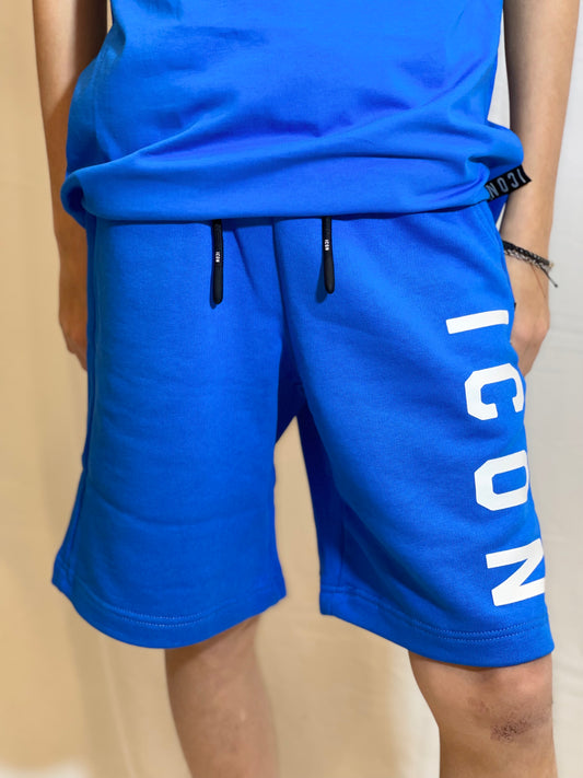 ICON - Bermuda blu royal con logo bianco bambino