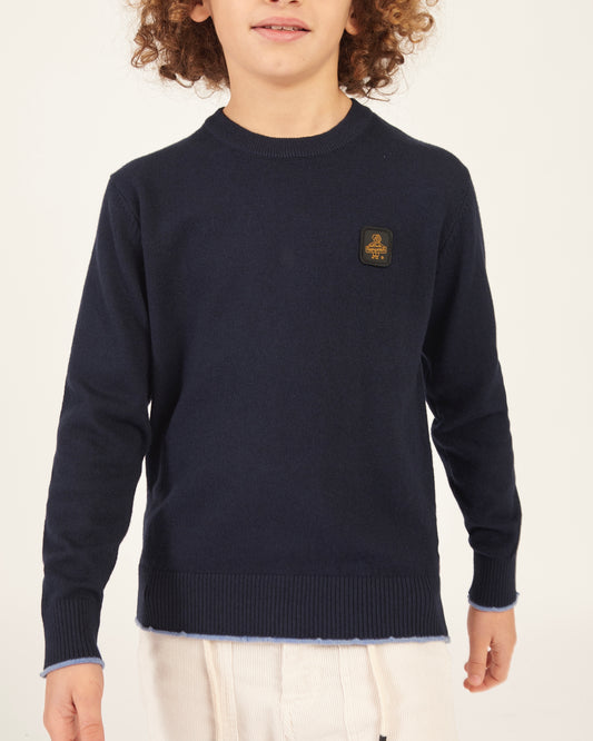 REFRIGIWER - Maglioncino blu in lana rasata con logo