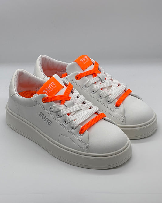 SUNS - Sneakers bianca con dettagli arancio fluo