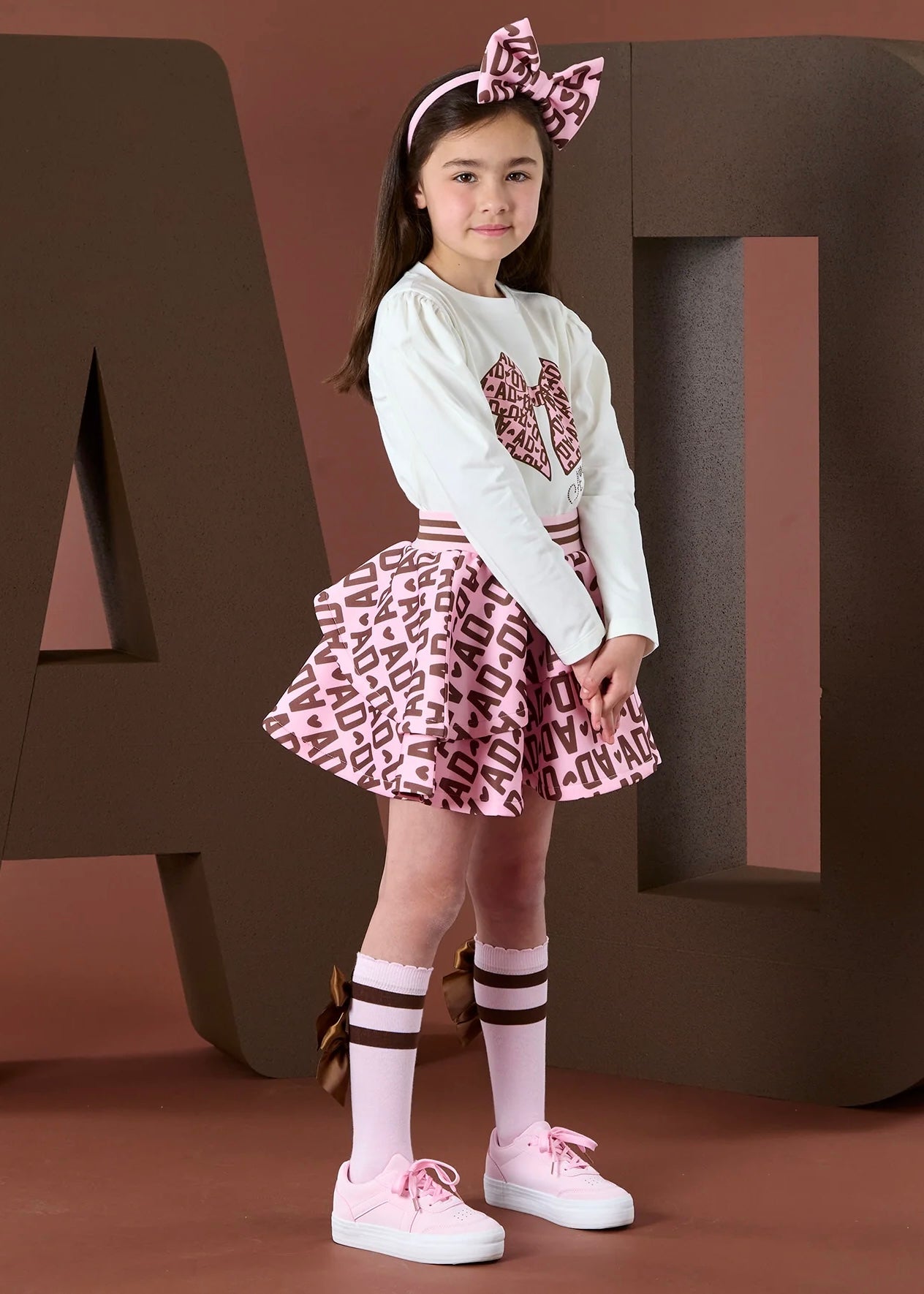 A-DEE - SET COMPLETO - T-shirt bianca e gonna Milan bambina