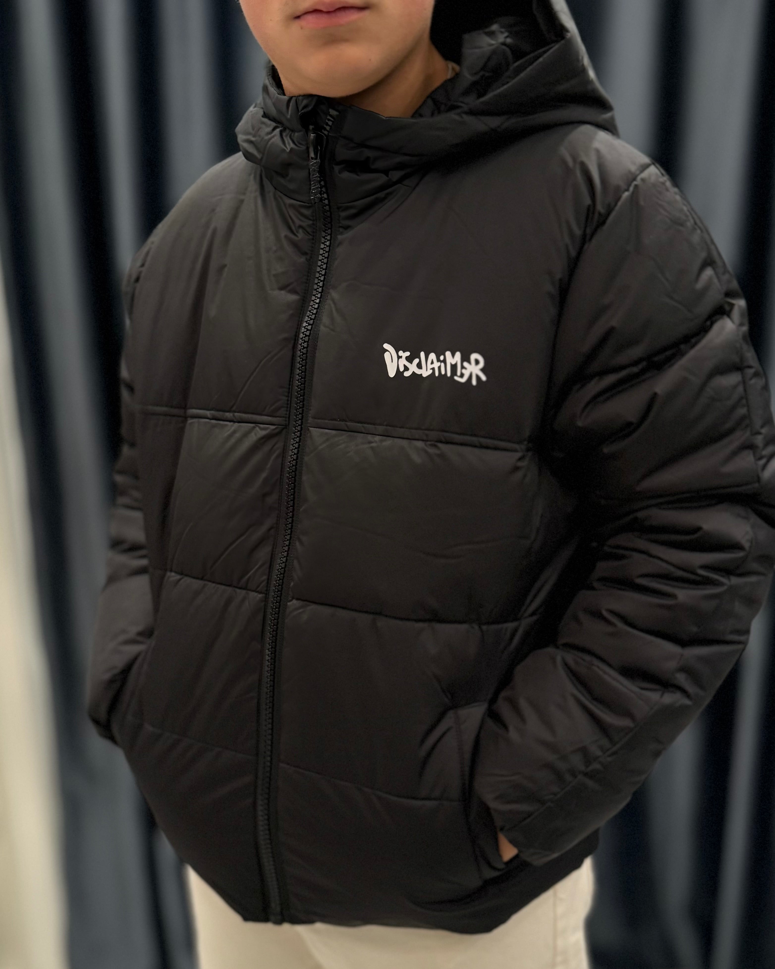 DISCLAIMER - Giubbotto nero con logo sul retro bambino/bambina