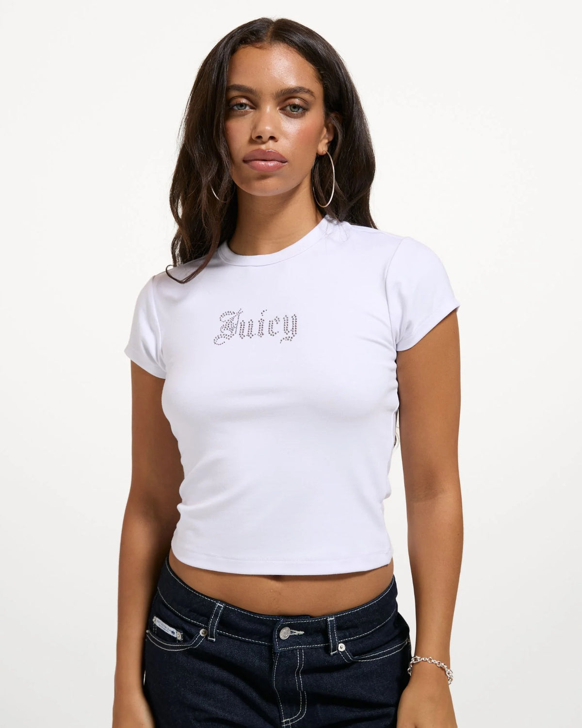 JUICY COUTURE - T-shirt Old gothic con logo in strass donna