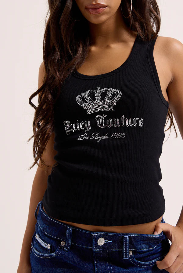 JUICY COUTURE - Canotta con logo e corona in strass donna