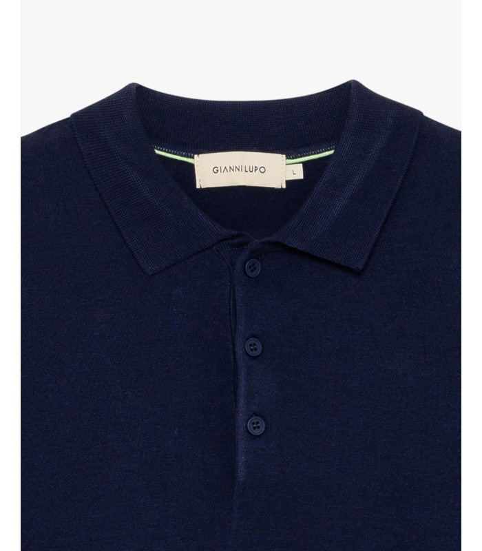 GIANNI LUPO - Polo in maglia blu uomo