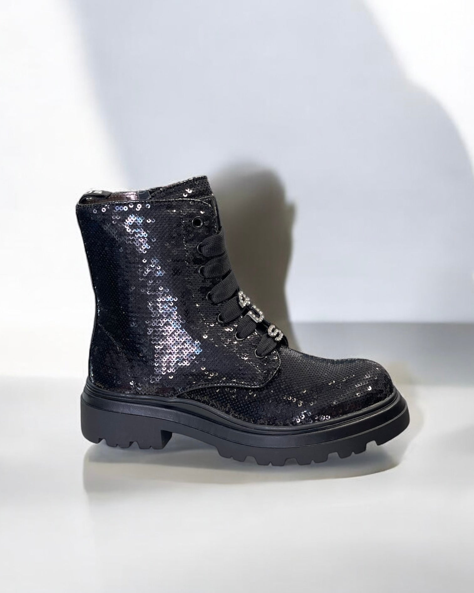 4US BY CESARE PACIOTTI - Anfibio nero in paillettes