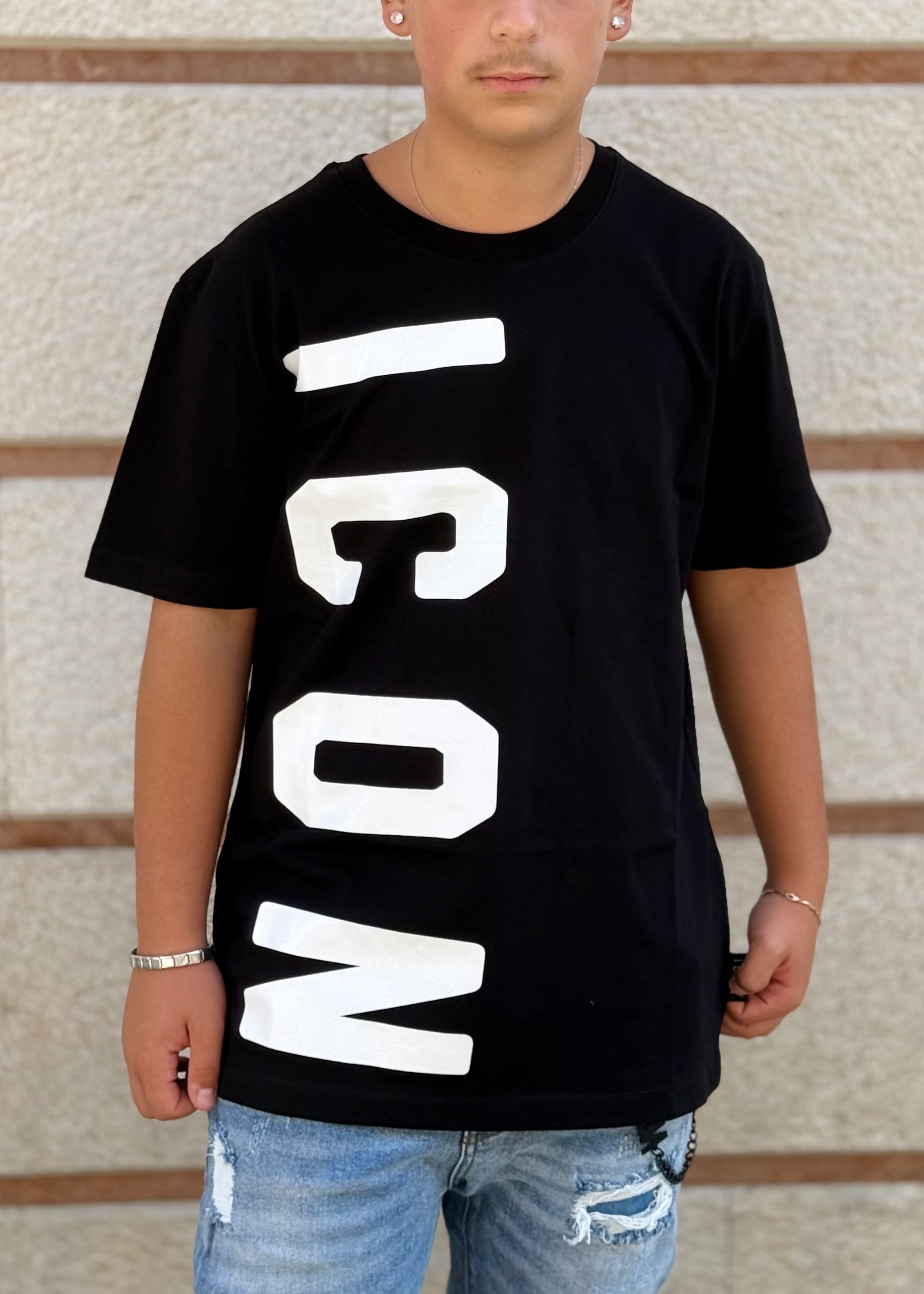 ICON - T-shirt con logo verticale uomo