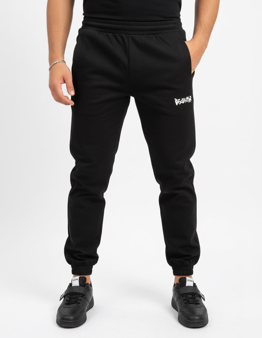 DISCLAIMER - Pantalone nero con logo bianco bambino