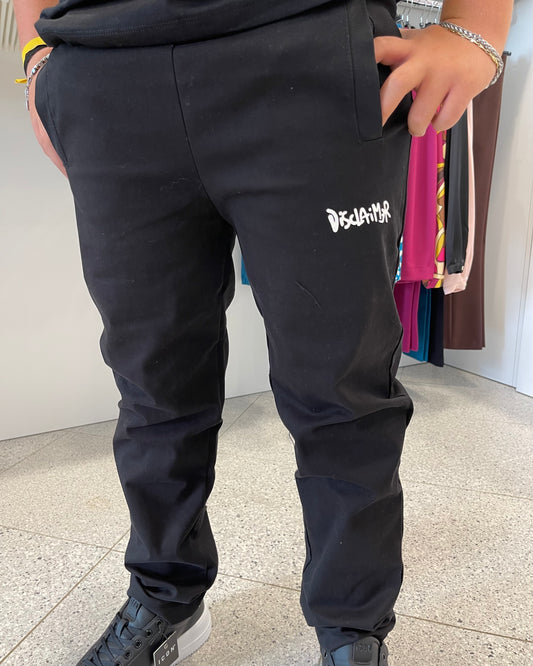 DISCLAIMER - Pantalone nero con logo bianco bambino