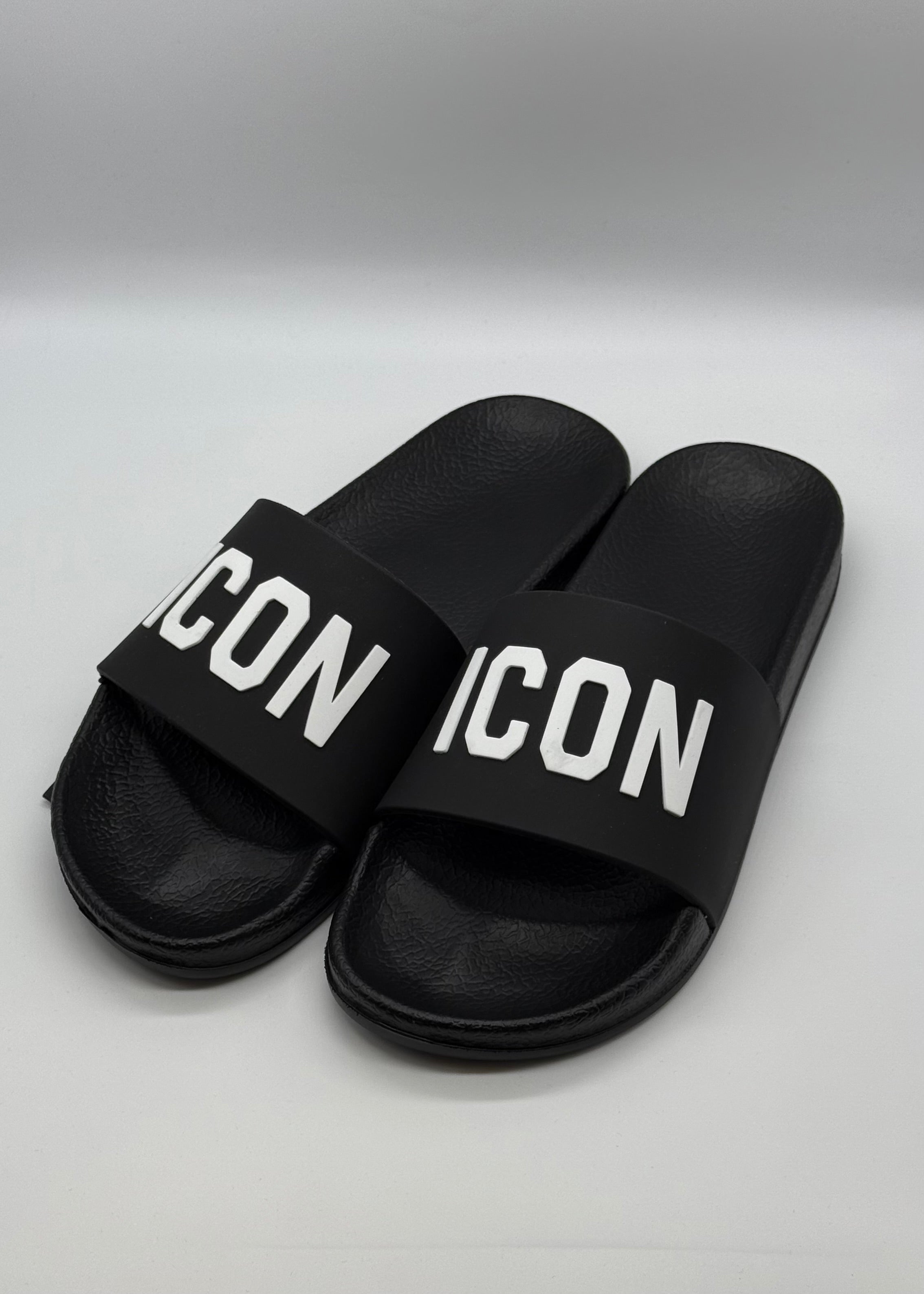 ICON - Ciabatta nera con logo bianco