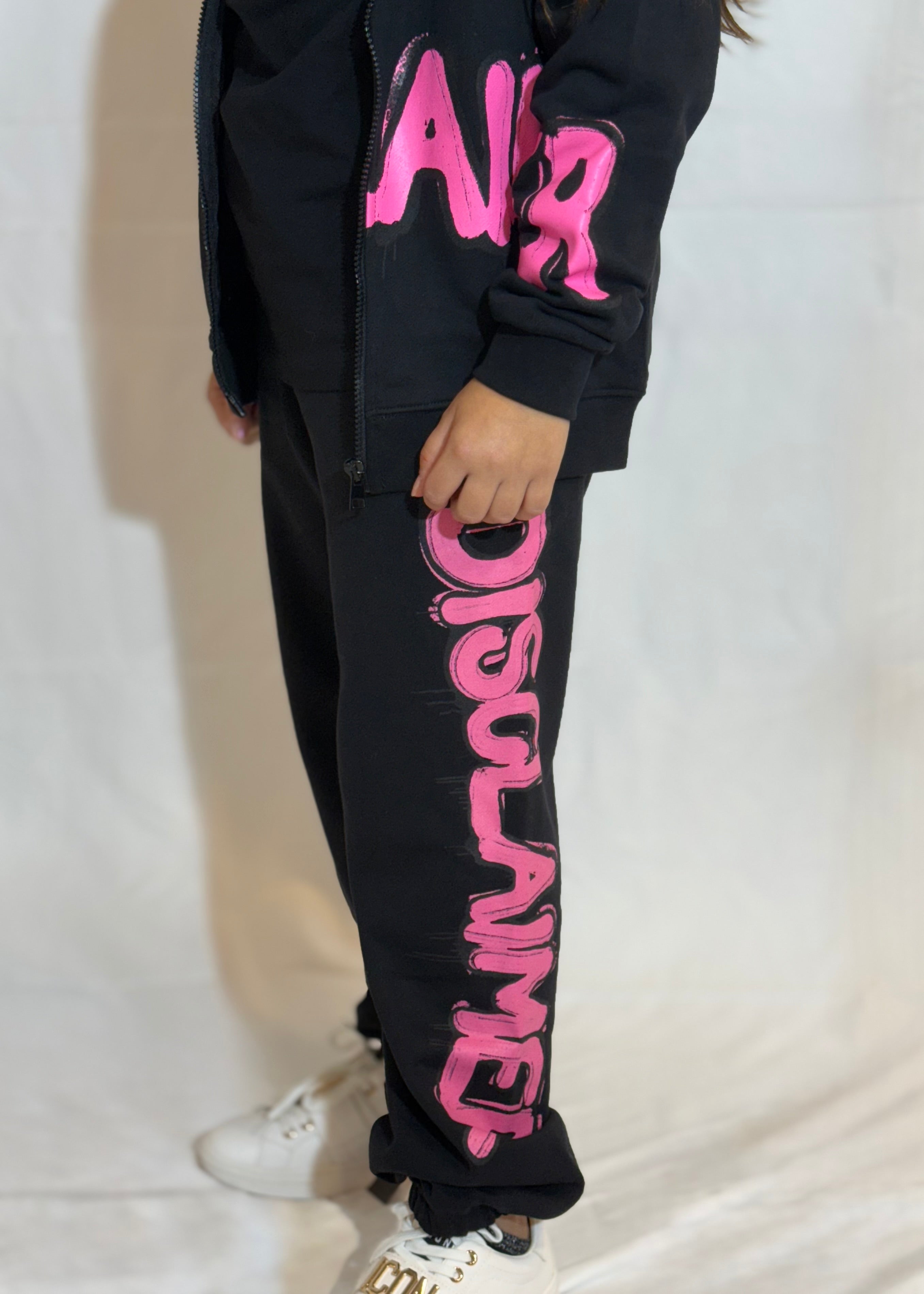 DISCLAIMER - Pantalone con logo fucsia bambina