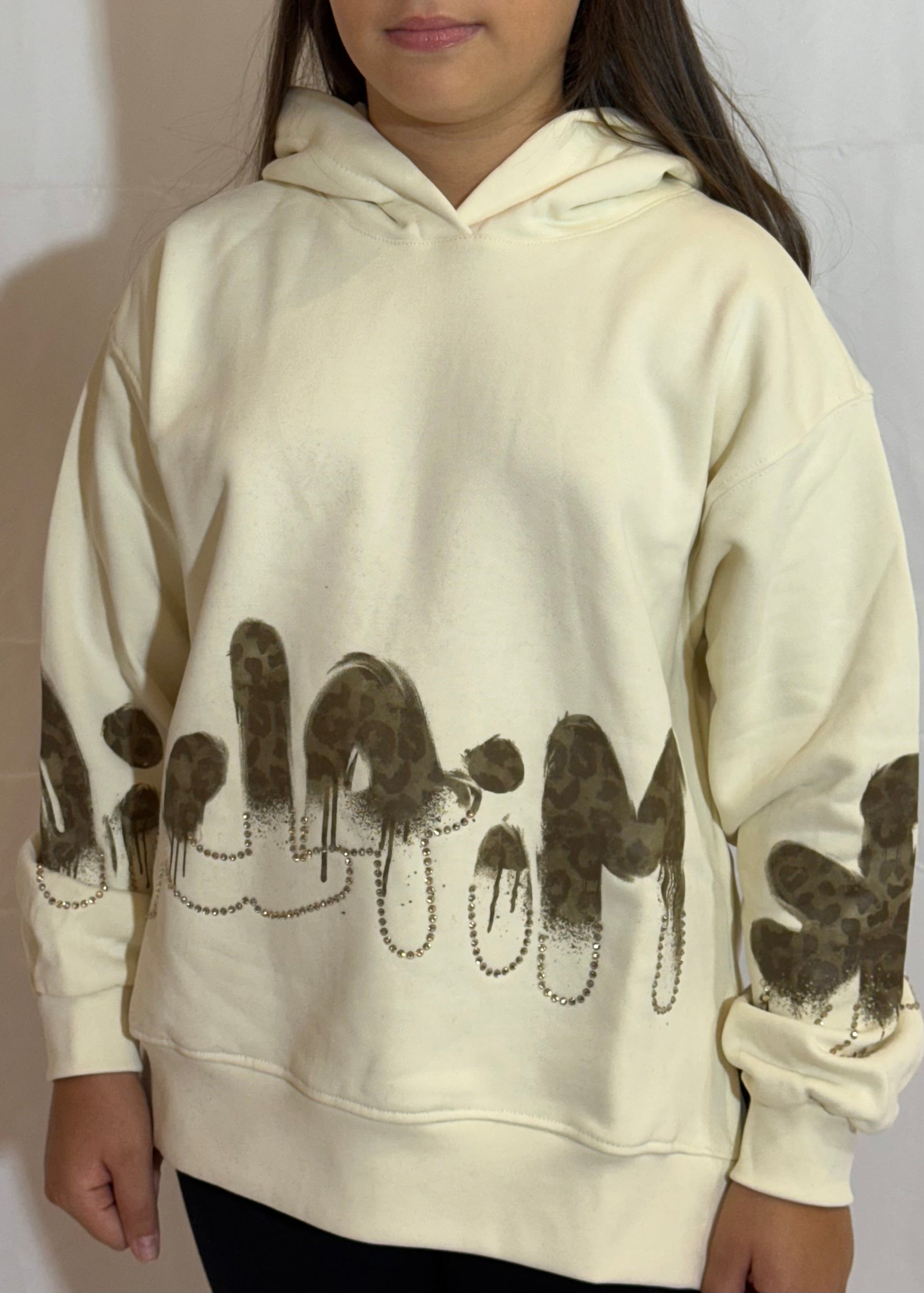 DISCLAIMER - Felpa con cappuccio e logo maculato bambina