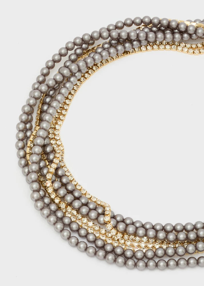 NALI - Collana Emi corta con mix di perle e strass