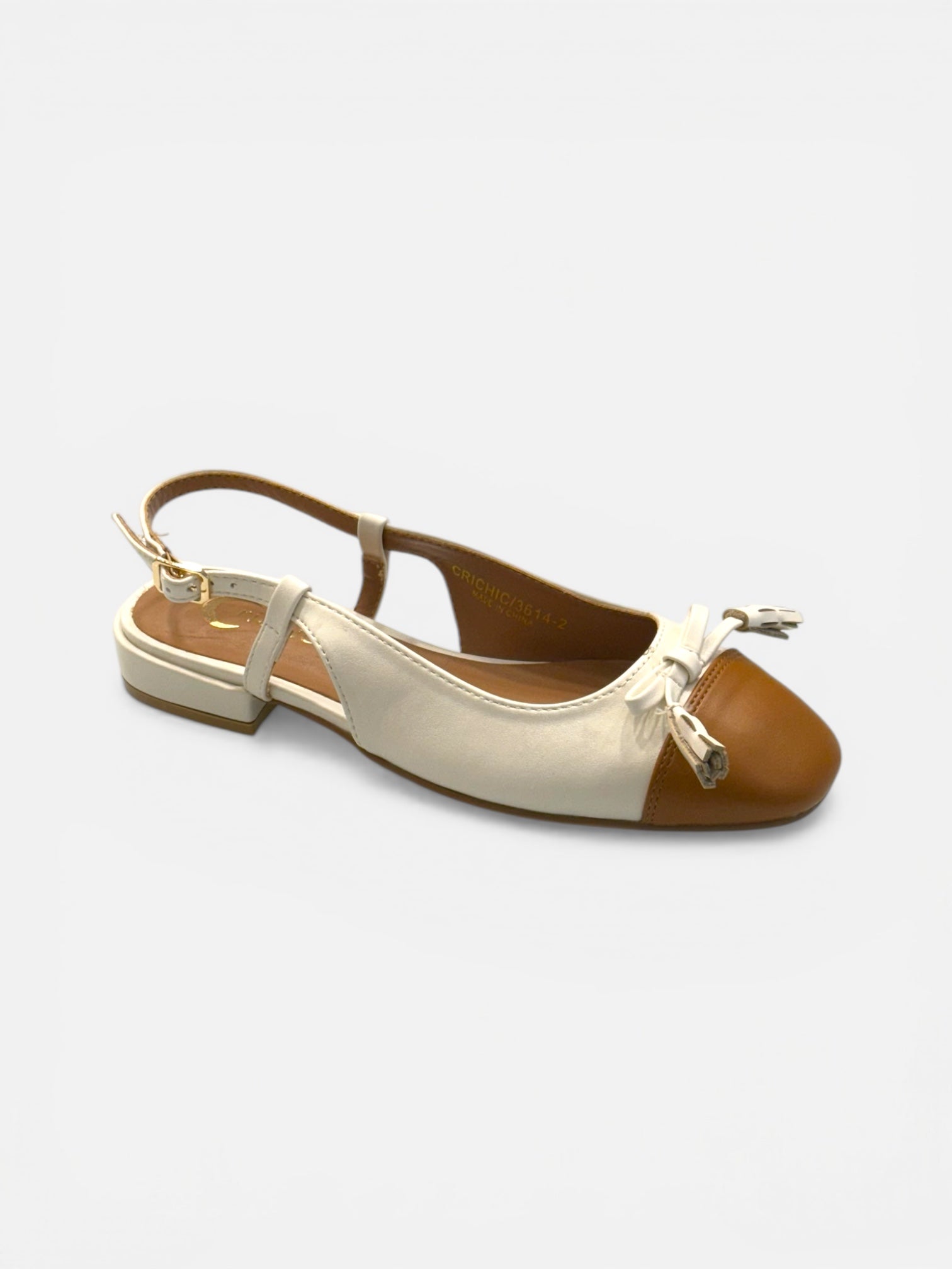 CRICHIC - Ballerina beige con punta marrone e fiocco  donna