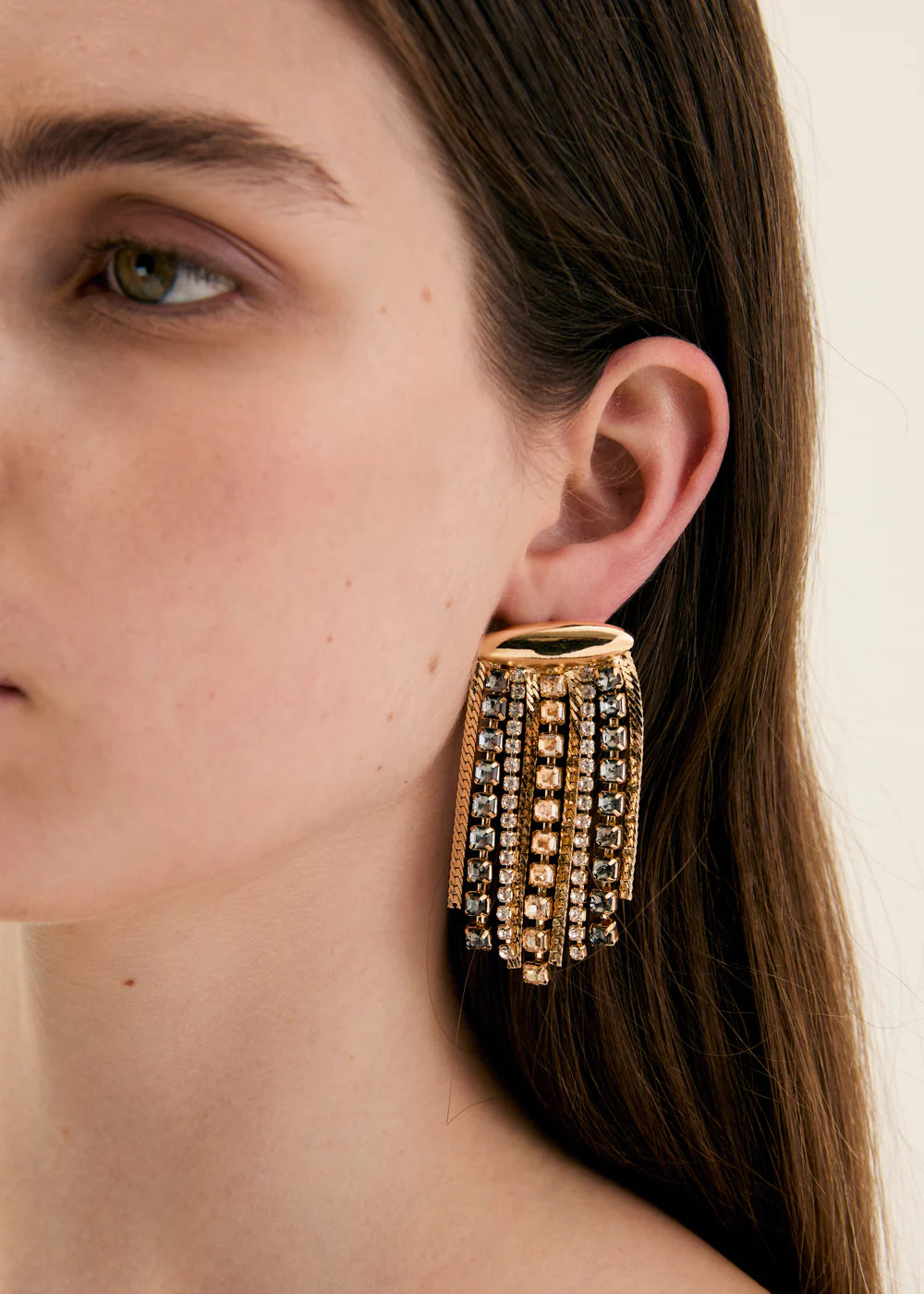 NALI - Orecchini AVA con frange in strass donna