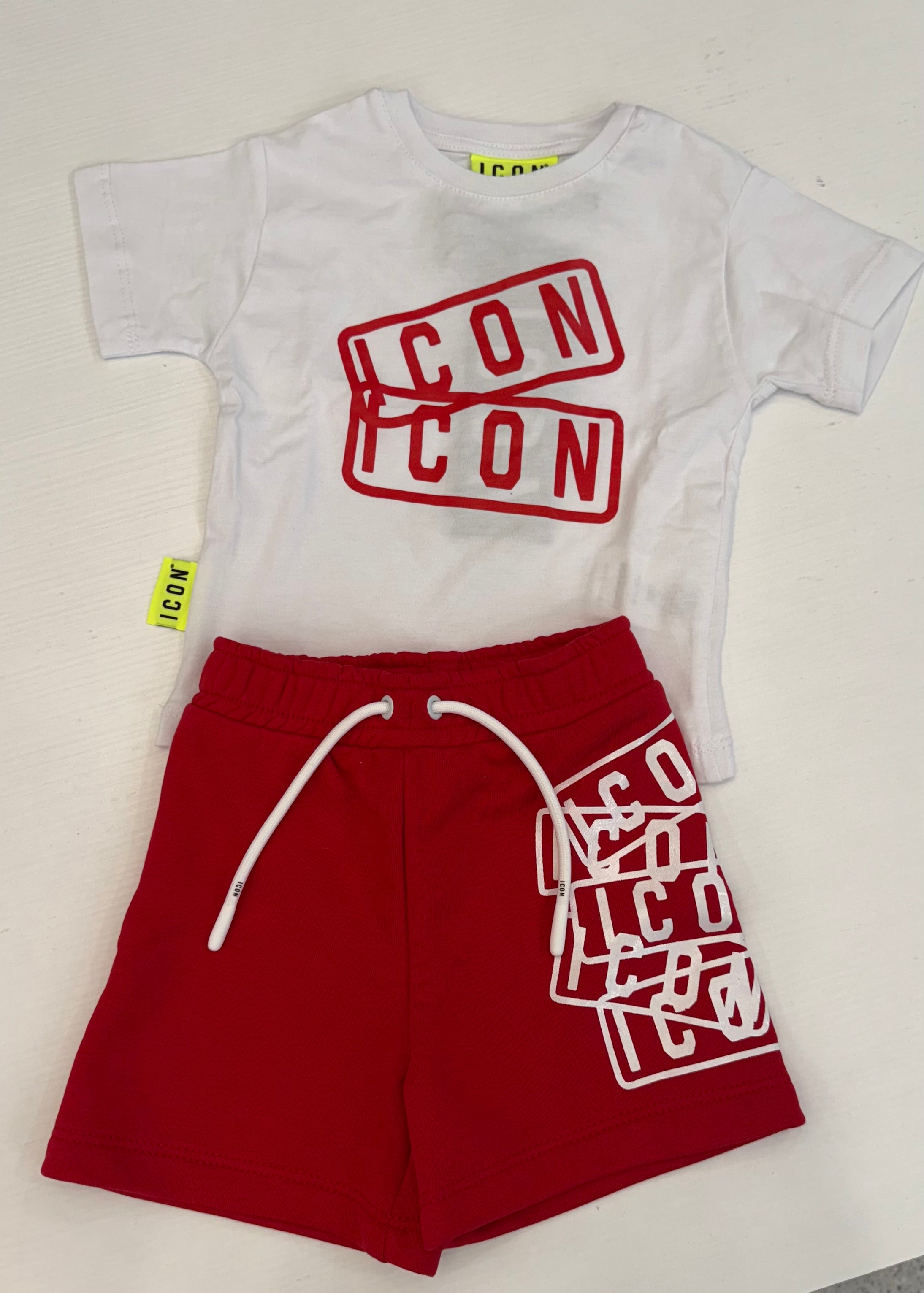 ICON - SET COMPLETO - T-Shirt bianca e rossa pantaloni