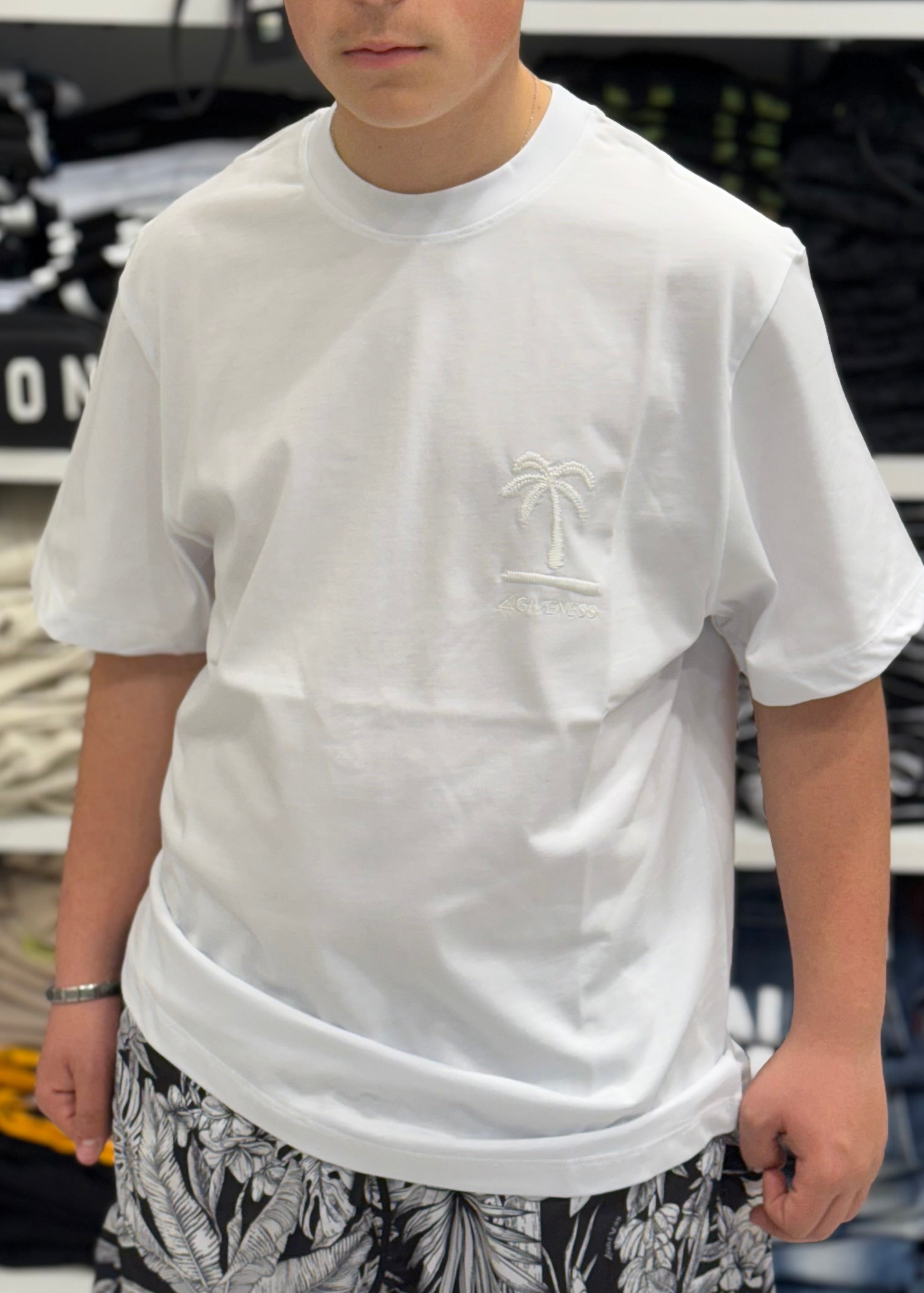 4GIVENESS - T-shirt PALMA bianca uomo