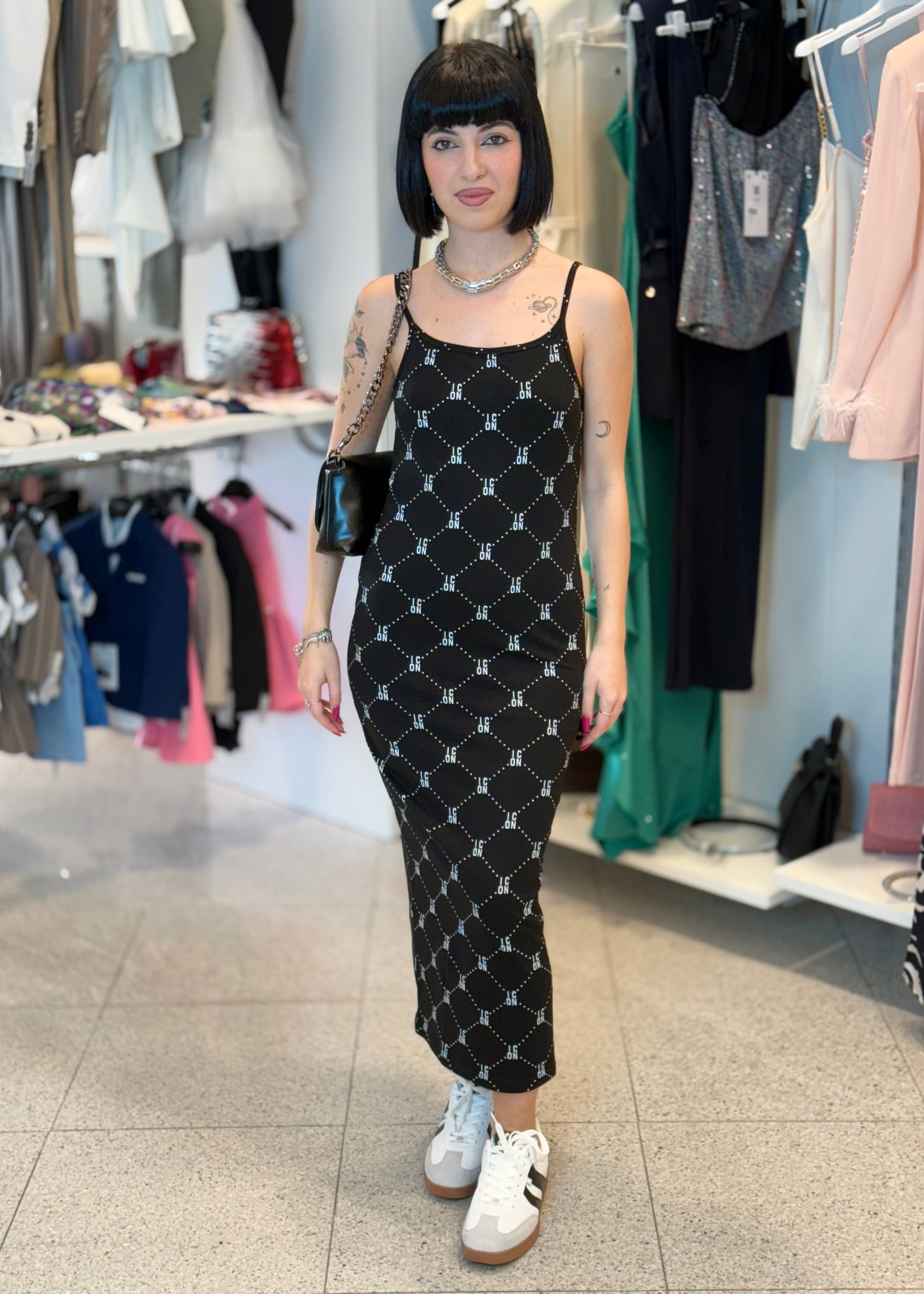 ICON - Vestito con spalline sottili all-over donna