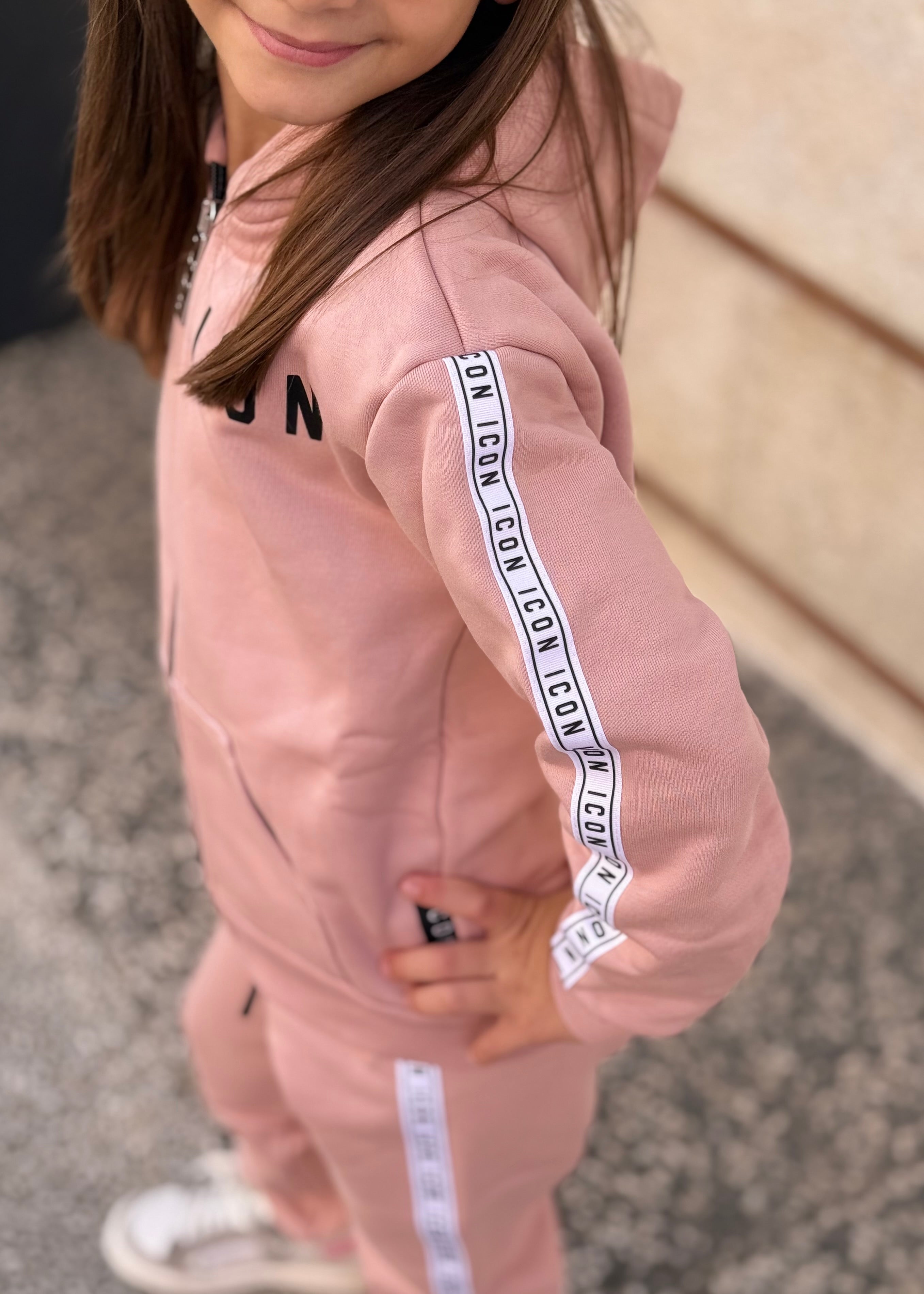 ICON - SET COMPLETO - Felpa con cappuccio e zip e pantalone bambina