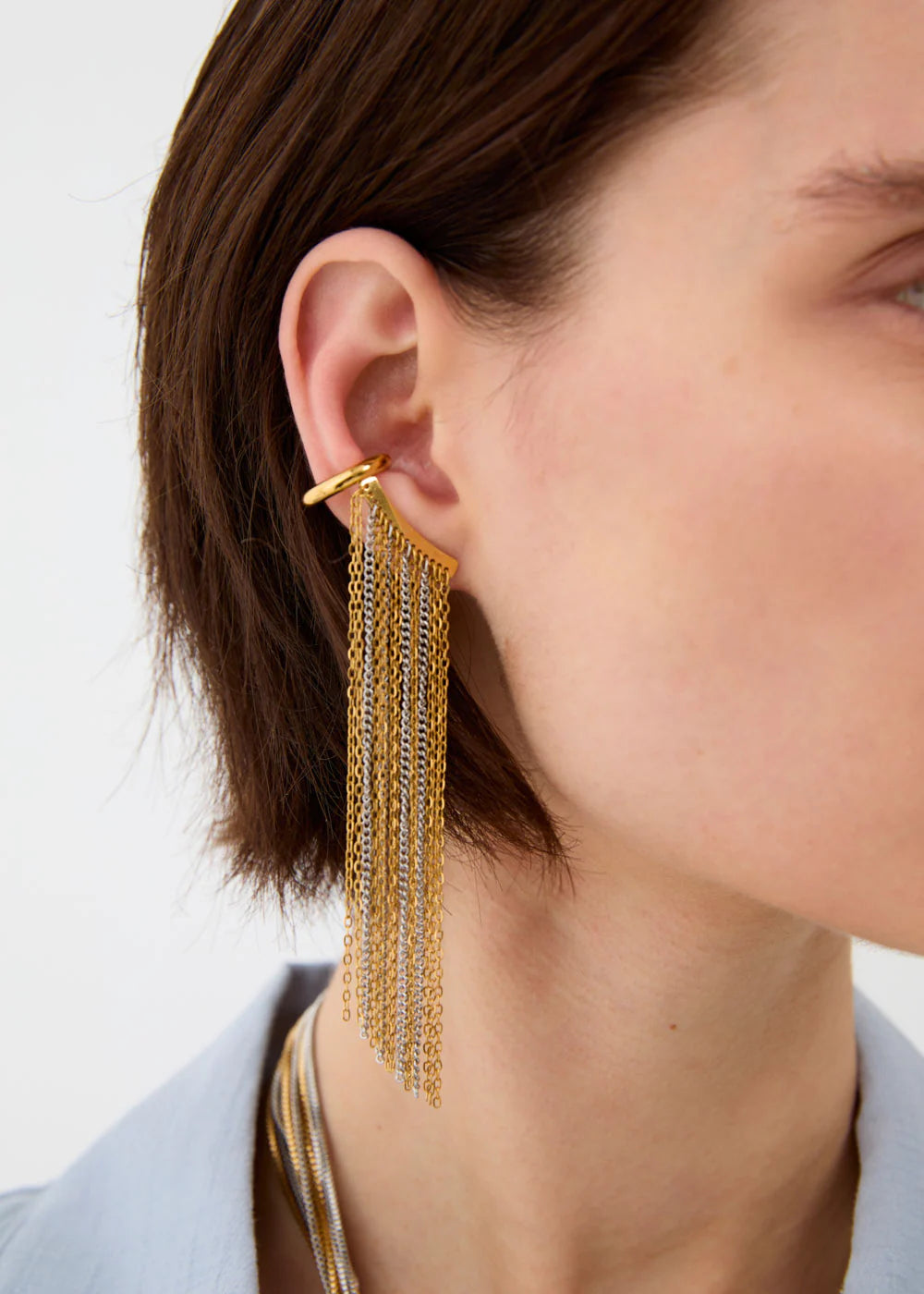 NALI - Orecchini EARCUFF con frange lunghe
