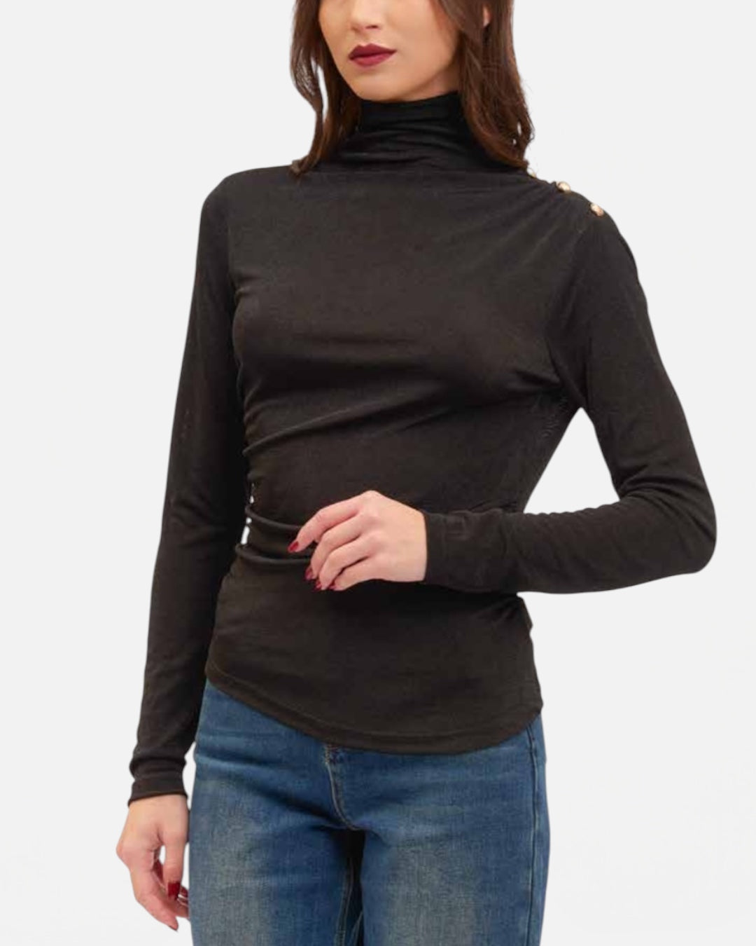 KORALLINE - Dolcevita lurex con bottoni donna