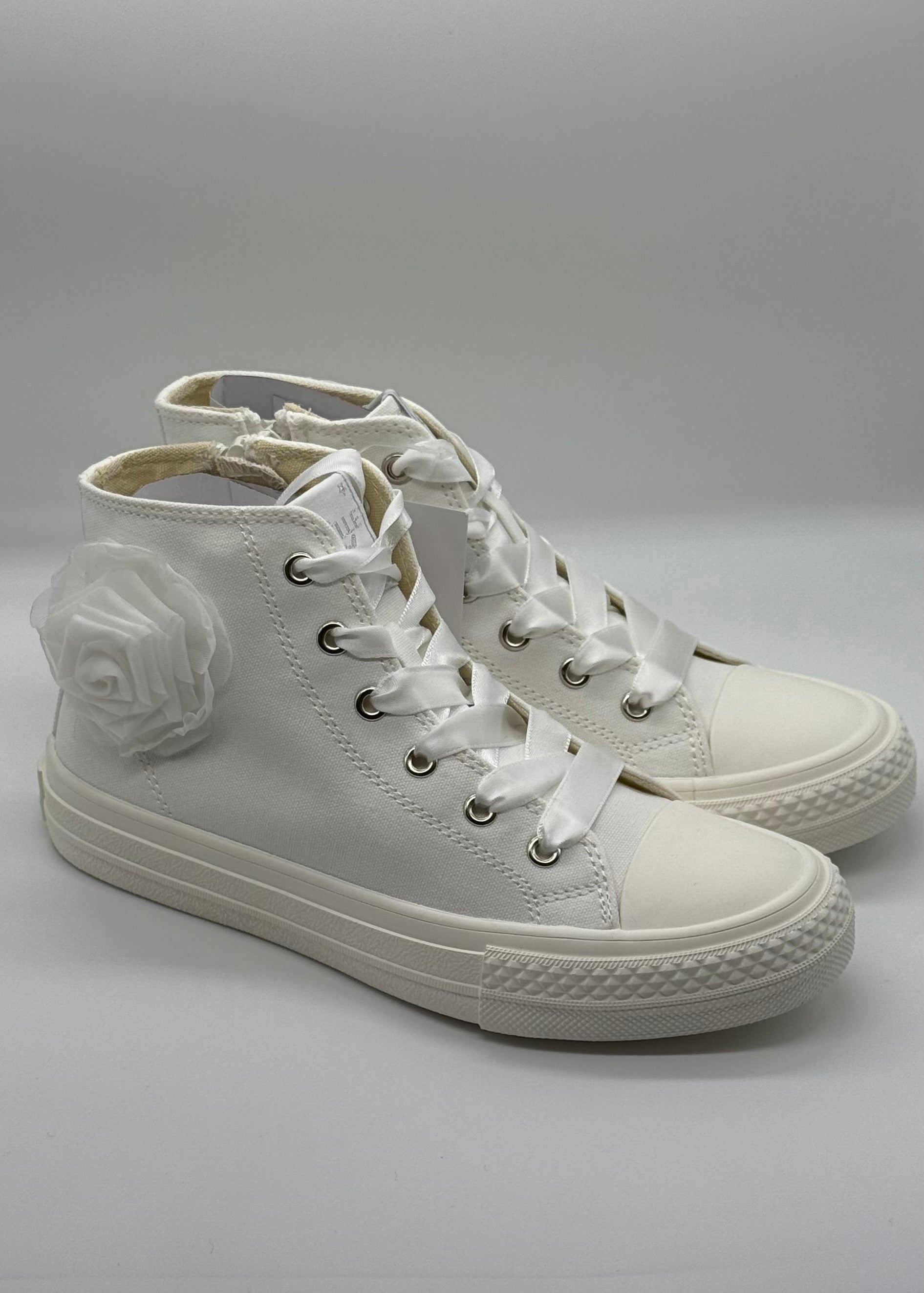 GAELLE - Sneakers bianca con fiore in tulle bambina