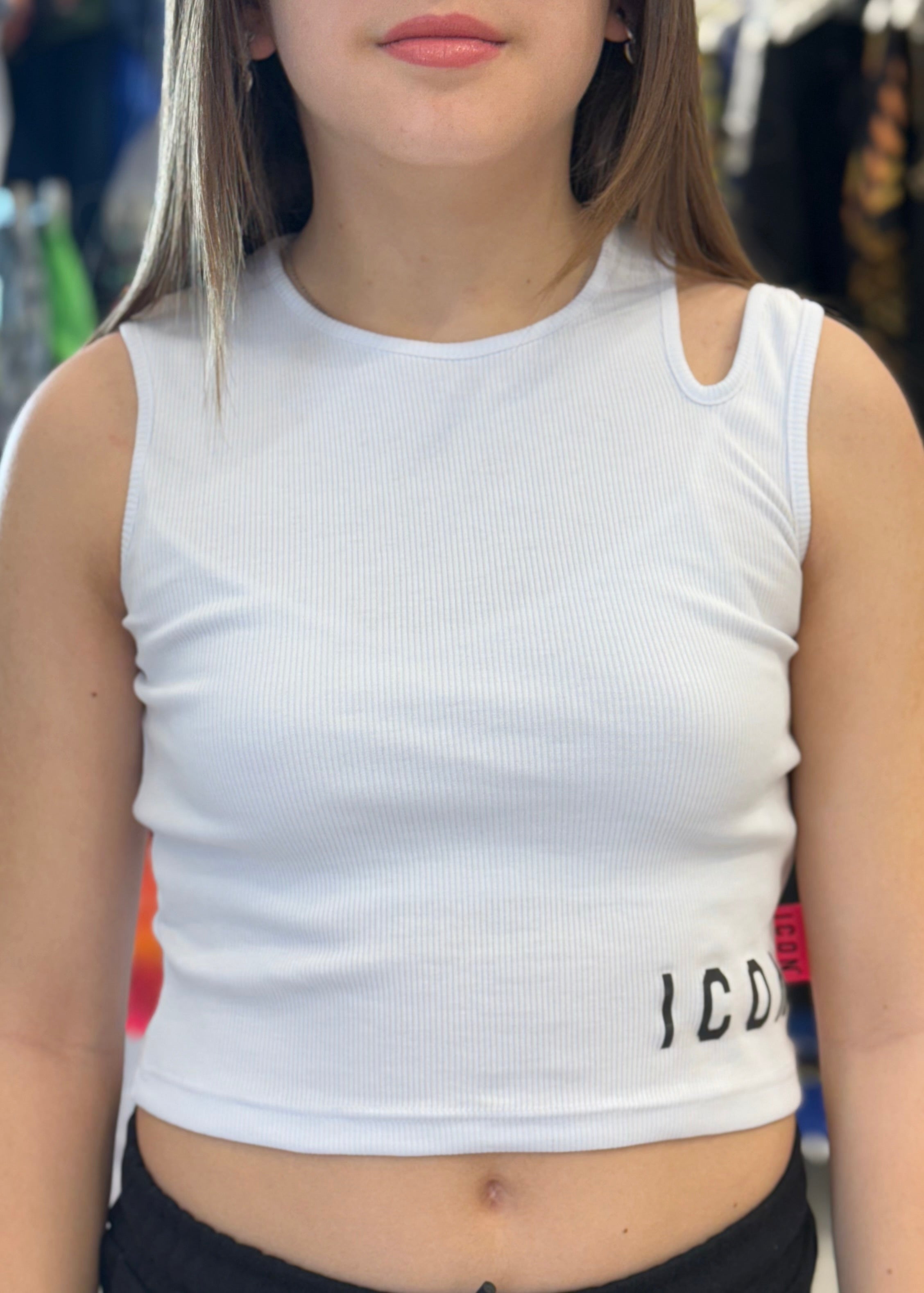 ICON - Canotta bianca a costine bambina