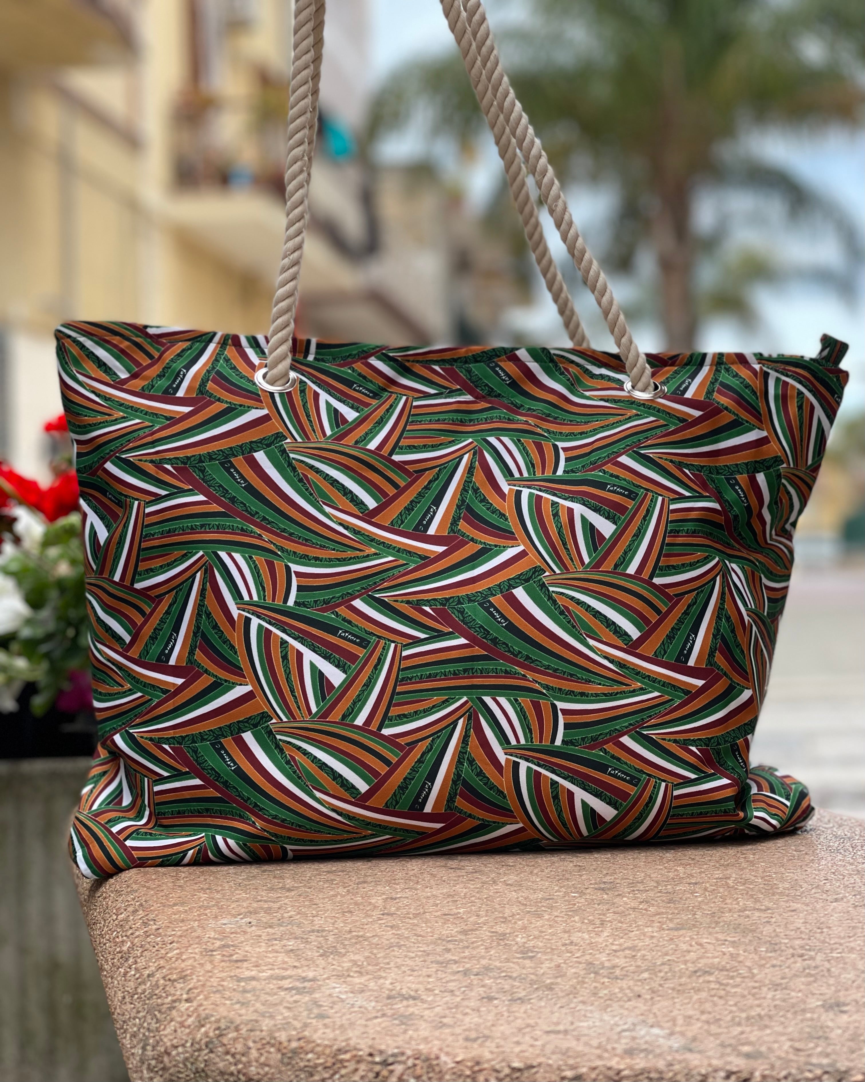 FATTORE C -  Borsa multicolor verde fantasia