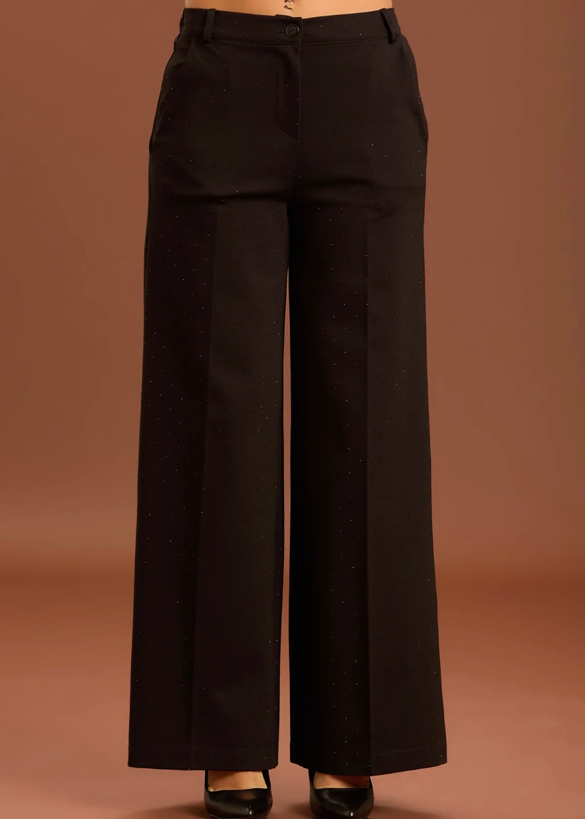 Take two- Pantalone con strass a palazzo in punto milano donna