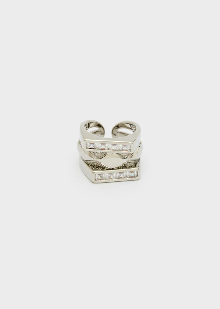 NALI - Anello a fascia geometrico argento donna