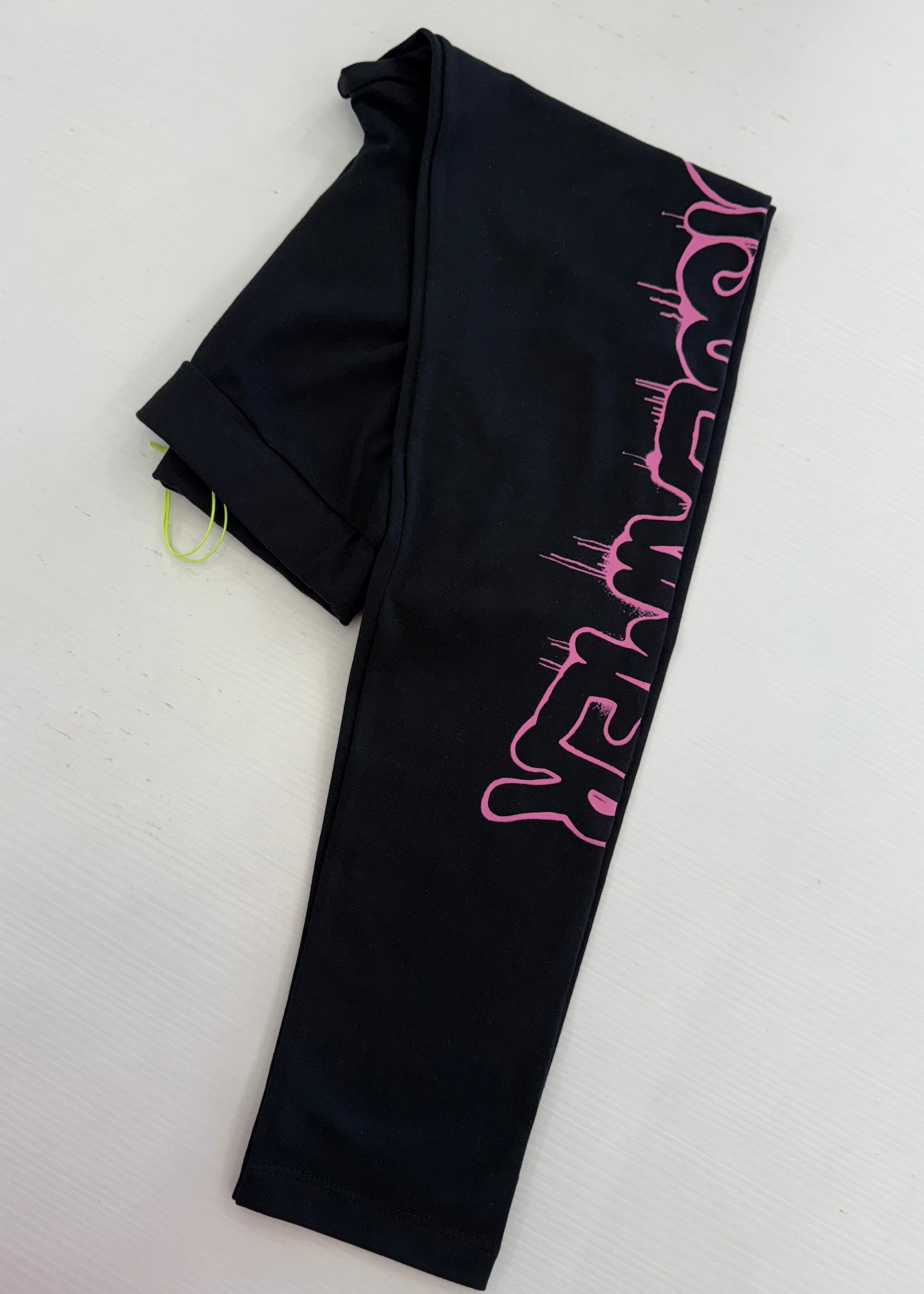 DISCLAIMER - Leggings nero con maxi logo fucsia