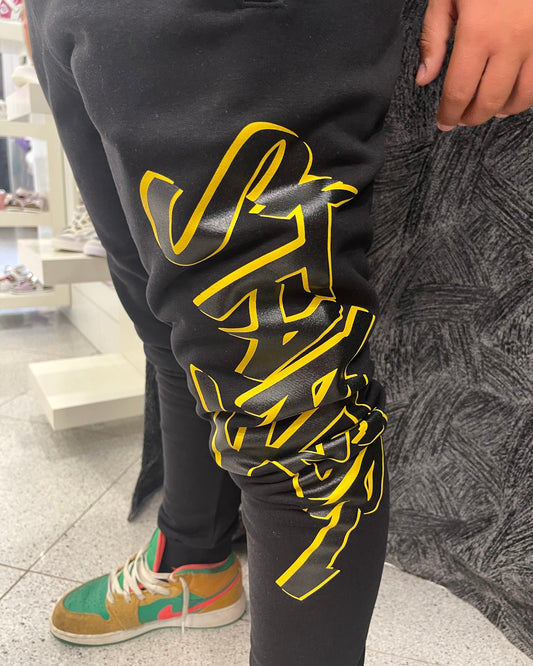 STARTER - Pantalone tuta nera con logo giallo bambino