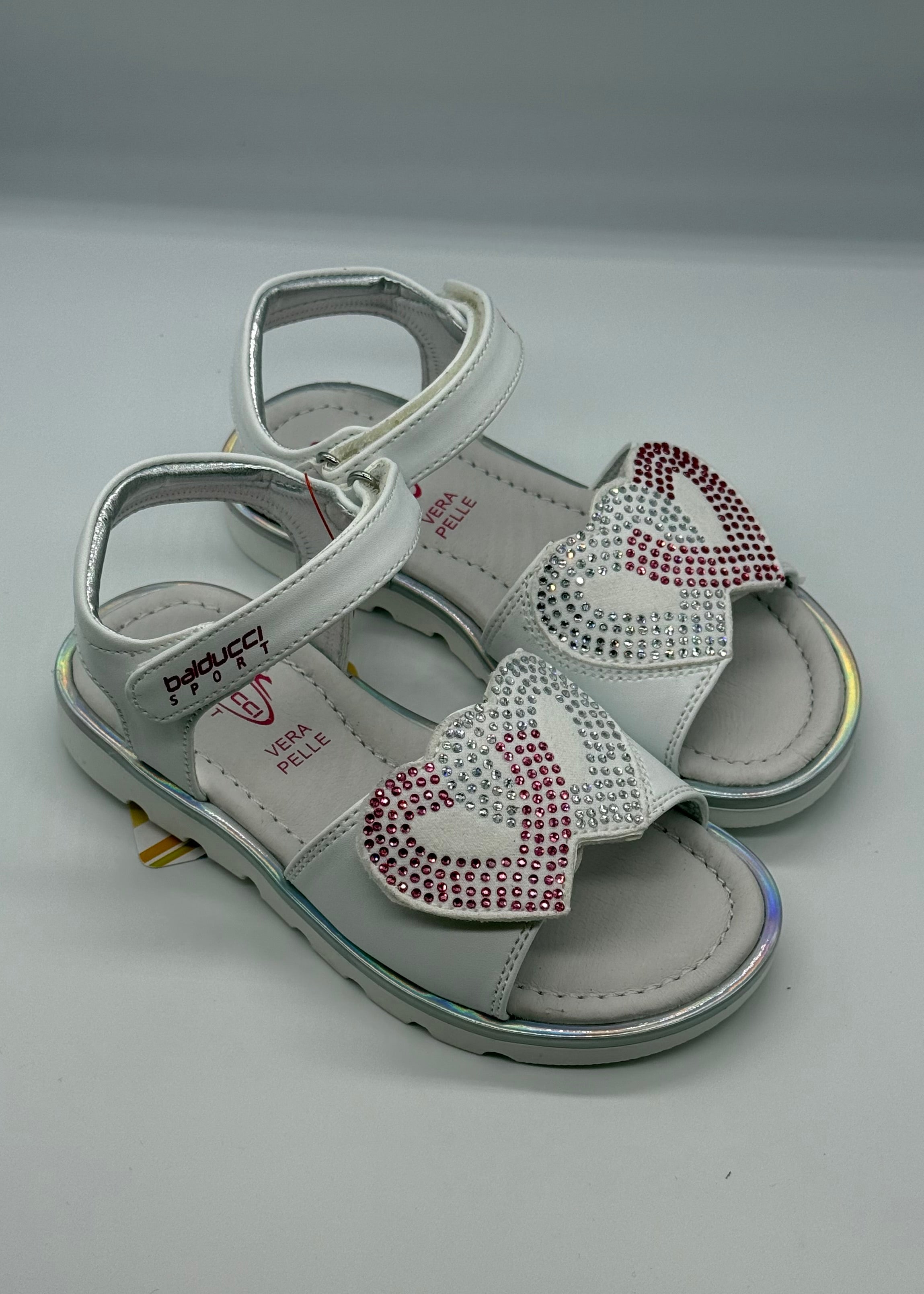 BALDUCCI SPORT - Sandalo bianco con cuore in strass bambina