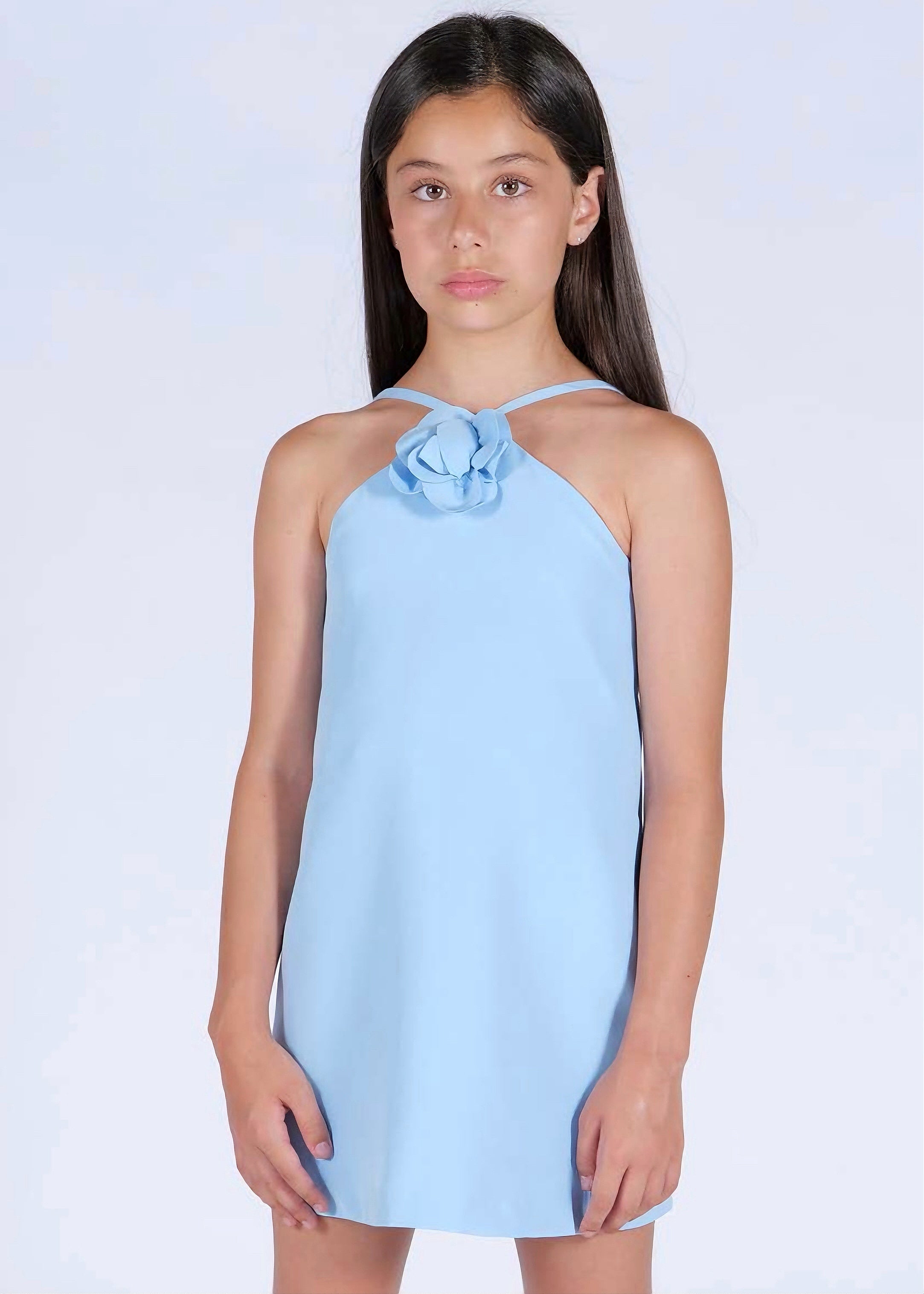FUN FUN - Vestito azzurro con rosa  bambina