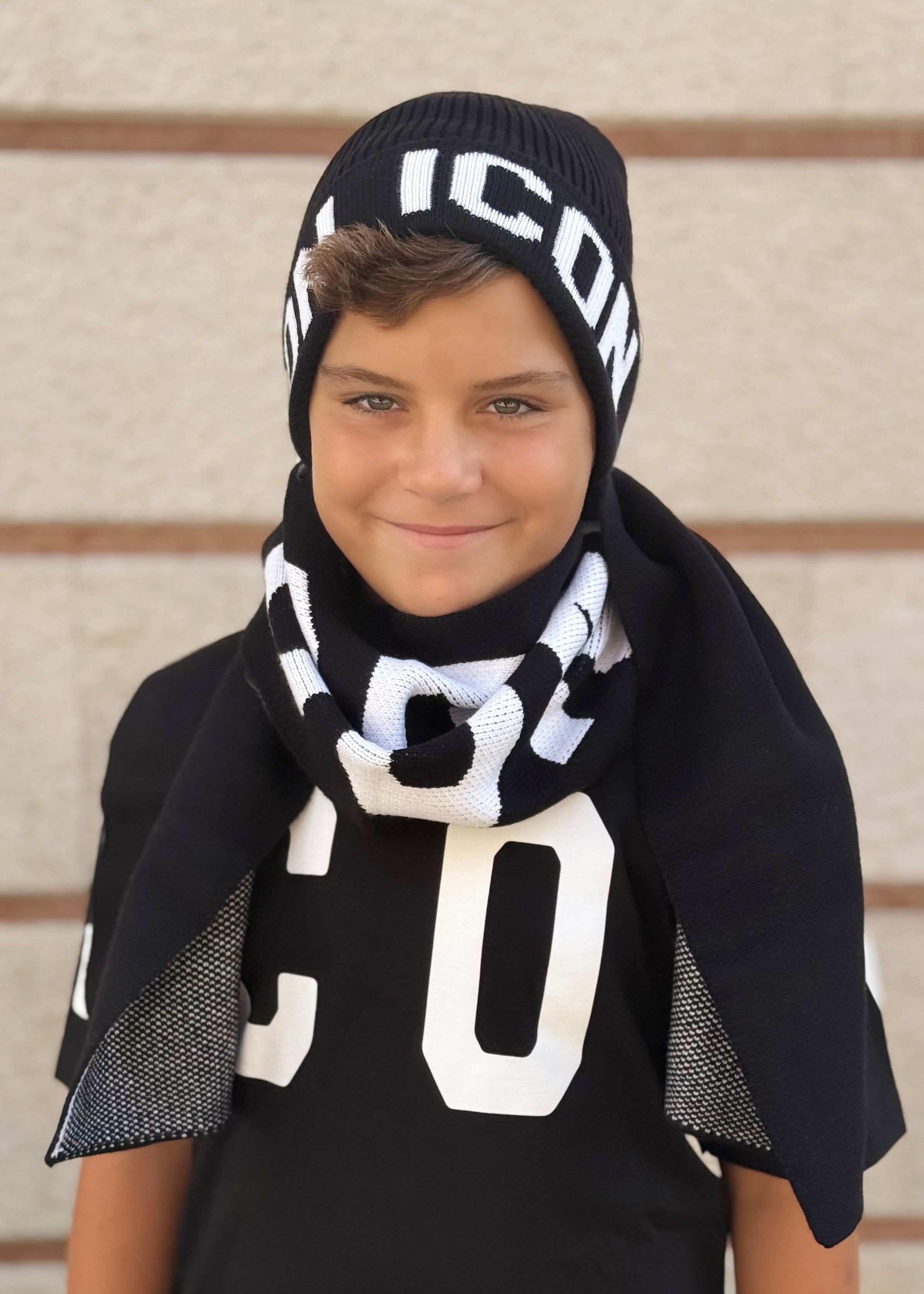 ICON - SET COMPLETO - Cappello e sciarpa con maxi logo bambino