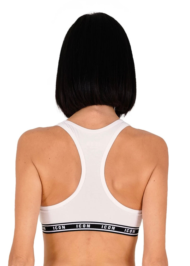 ICON - UNDERWEAR - Top bianco con elastico nero logato donna