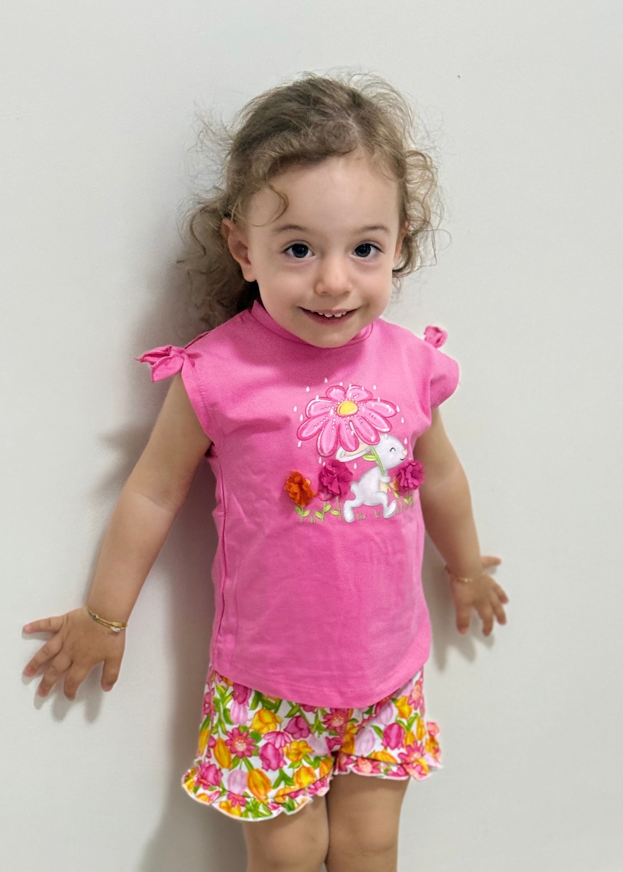 JAKY'S - SET COMPLETO - T-shirt fucsia e short a fantasia bambina