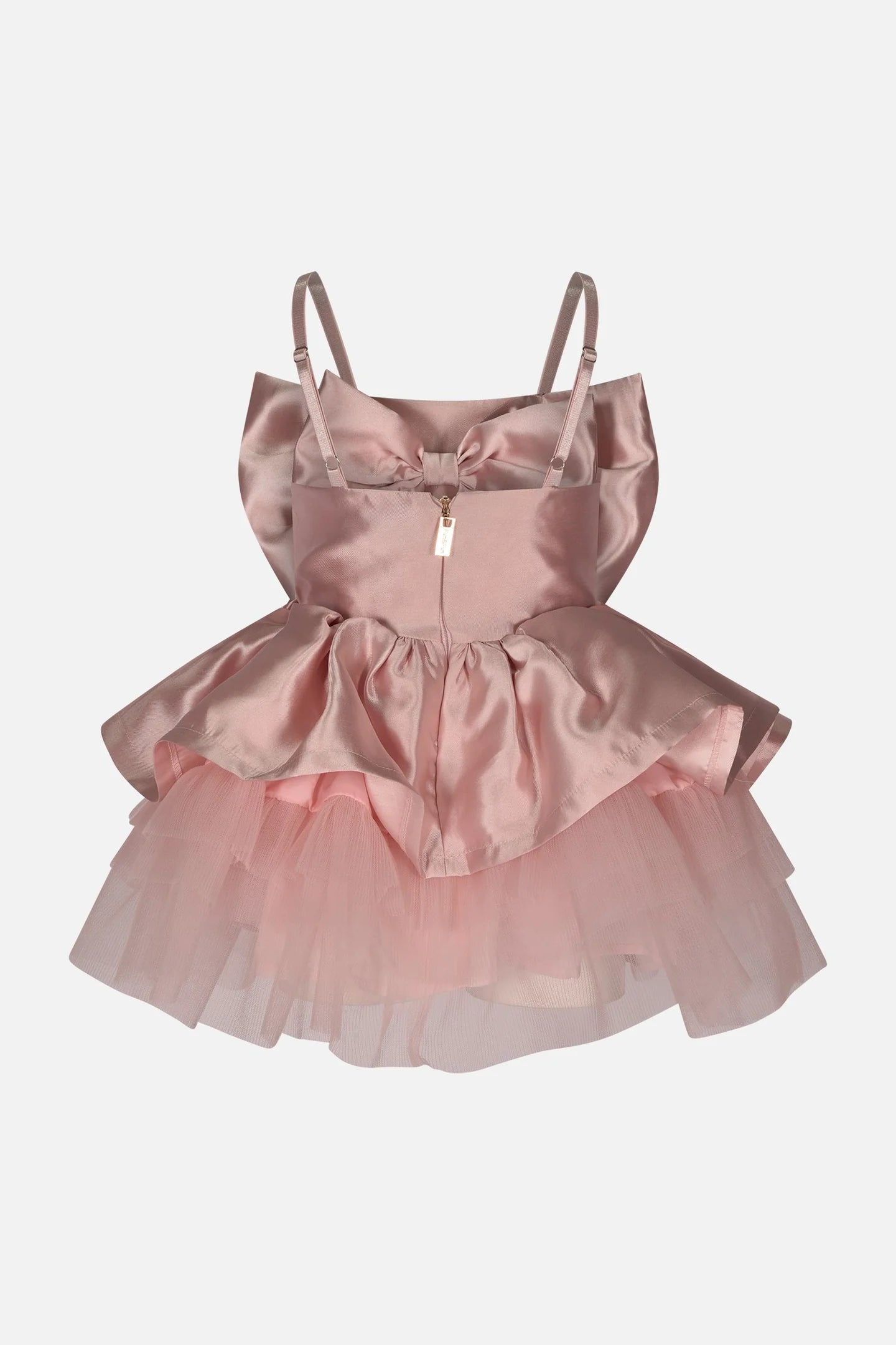 FUN FUN - Abito rosa con maxi fiocco in raso e tulle bambina