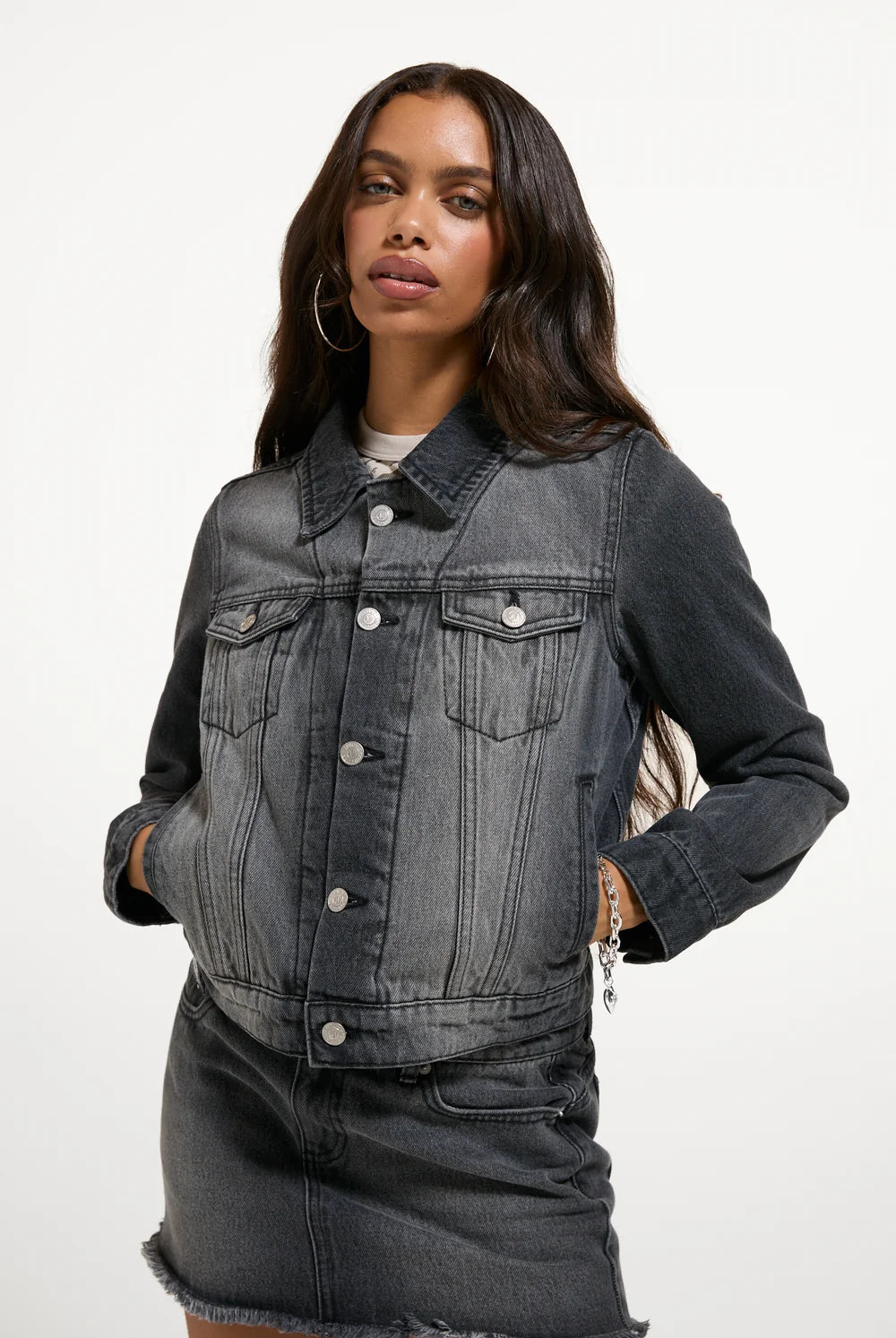 JUICY COUTURE - Giacca in denim con logo in strass donna