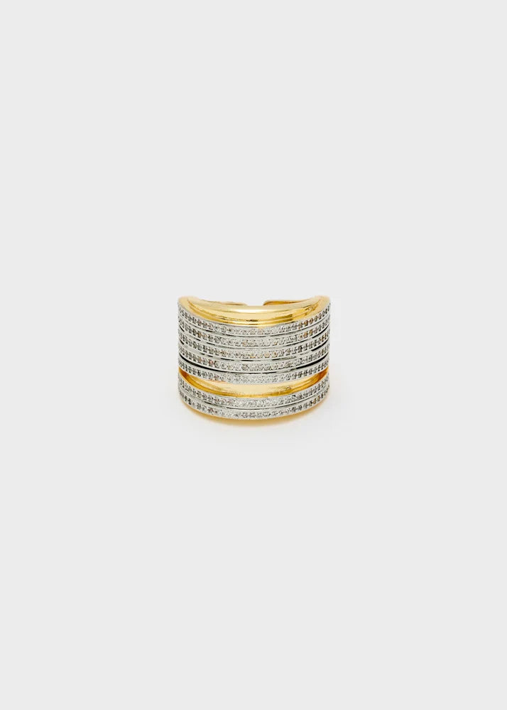 NALI - Anello multifascia zirconi e oro donna