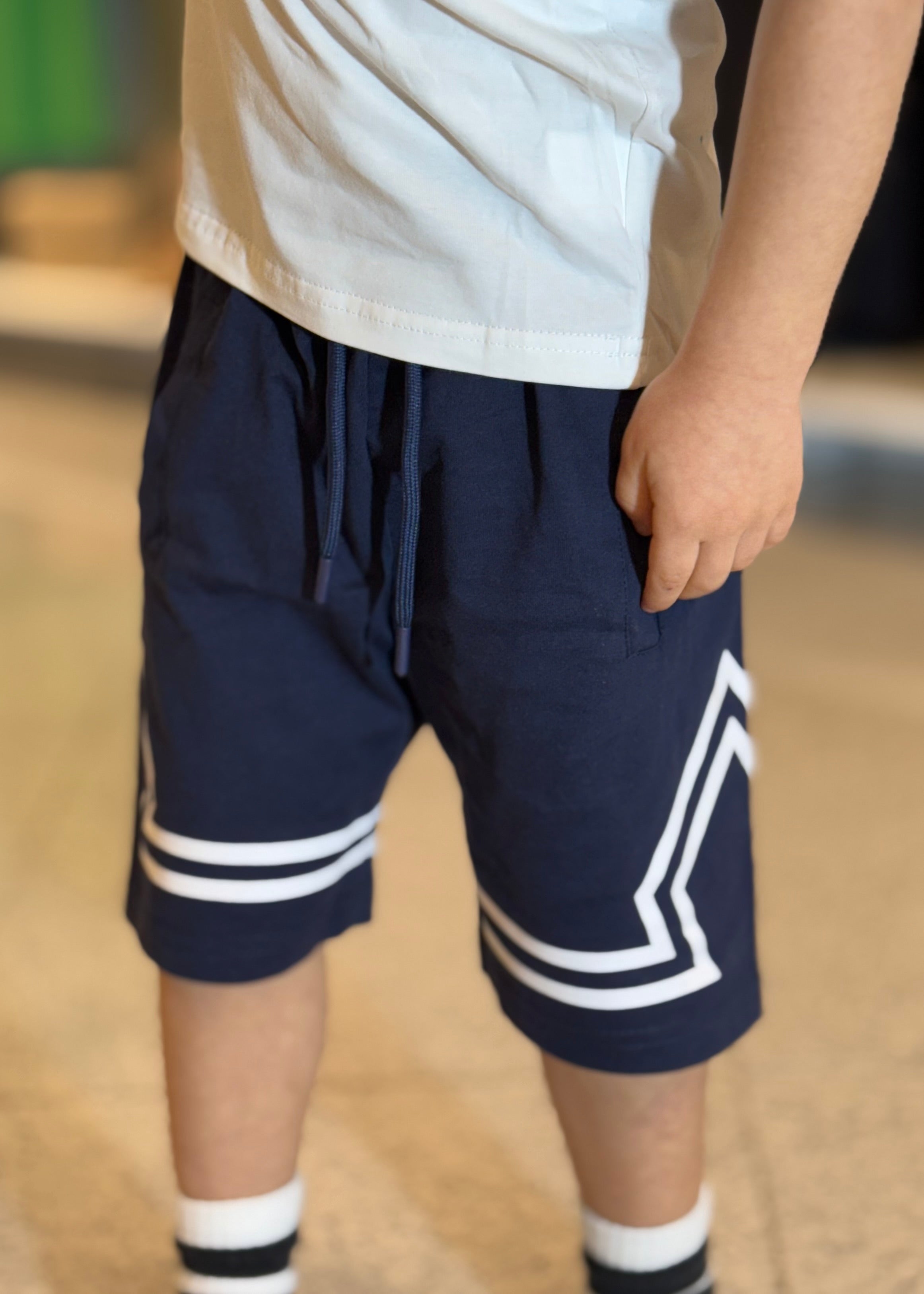 JAKY'S - SET COMPLETO - T-shirt bianca con stampa e bermuda blu bambino