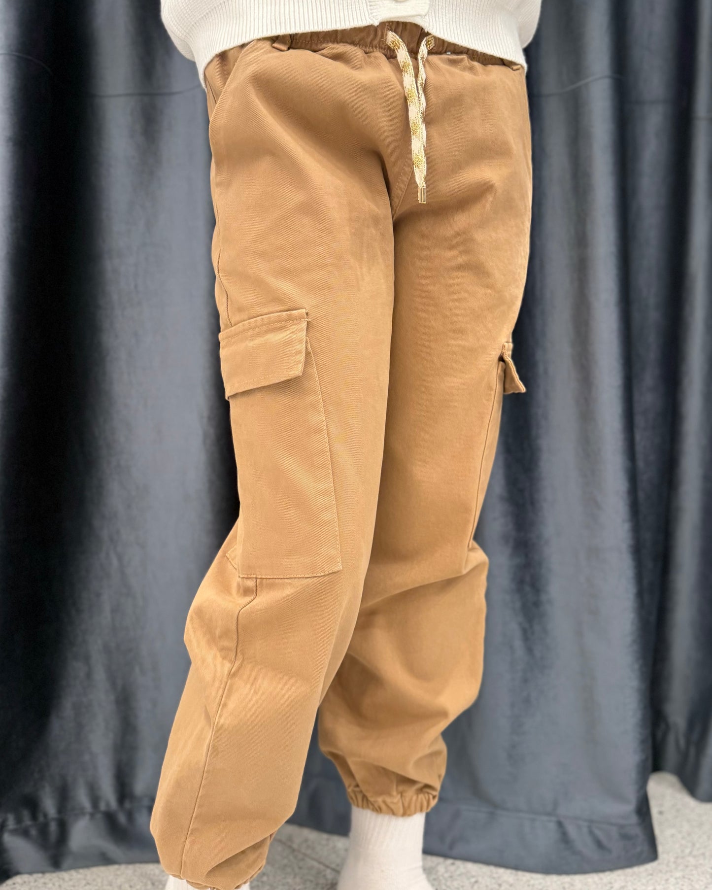 JANICE - Pantalone cargo biscotto bambina