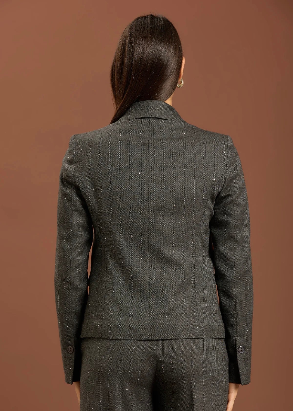 TAKE TWO - Tailleur con giacca monopetto e pantalone con strass donna