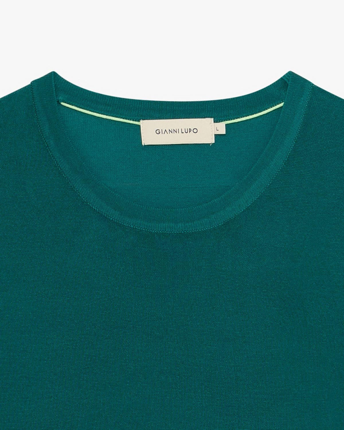 GIANNI LUPO - T-Shirt in maglia smeraldo