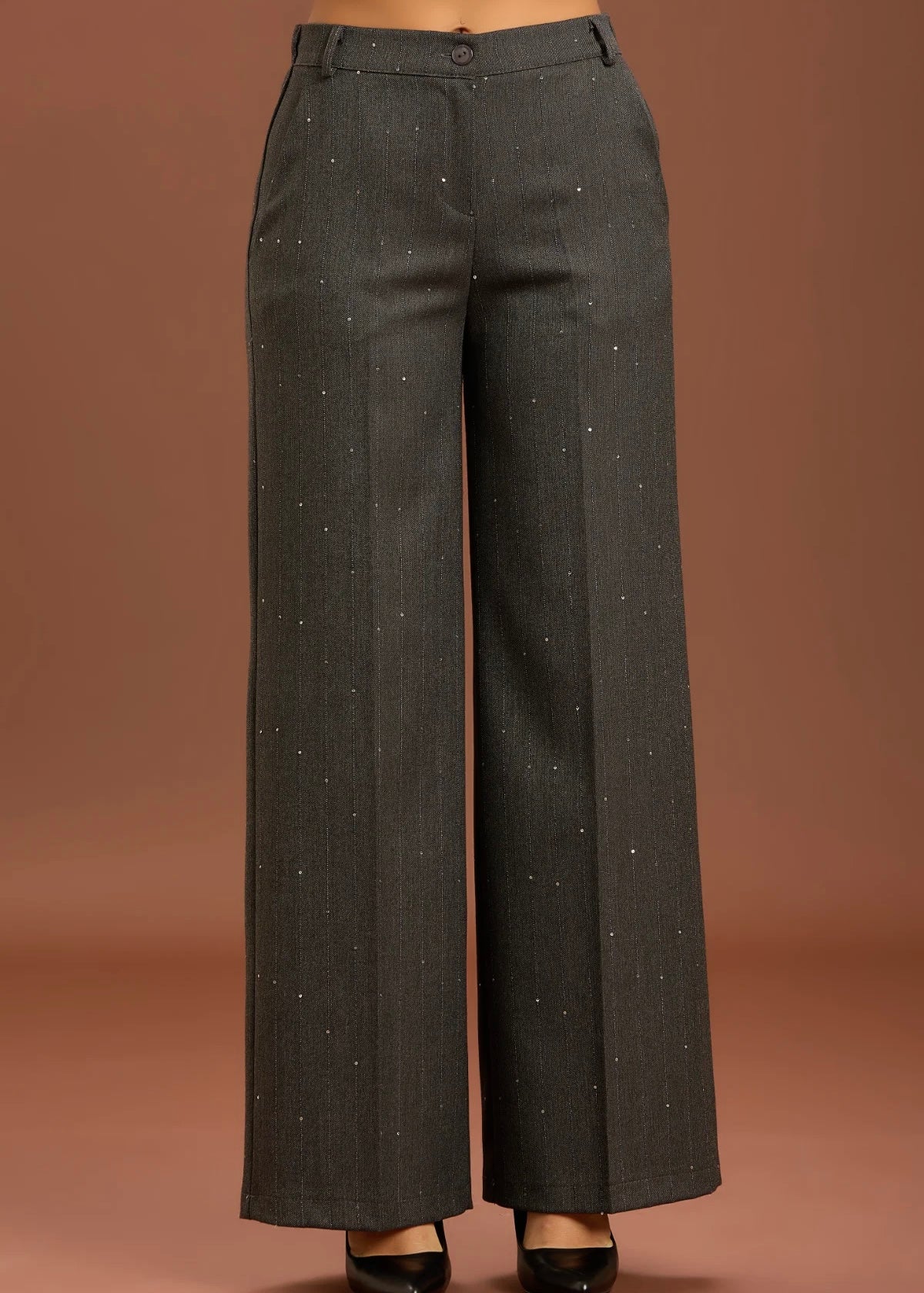 TAKE TWO - Tailleur con giacca monopetto e pantalone con strass donna