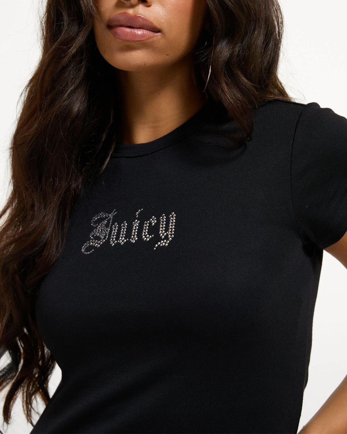 JUICY COUTURE - T-shirt Old gothic con logo in strass donna