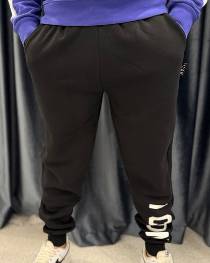 ICON -  Pantalone nero con logo bianco uomo