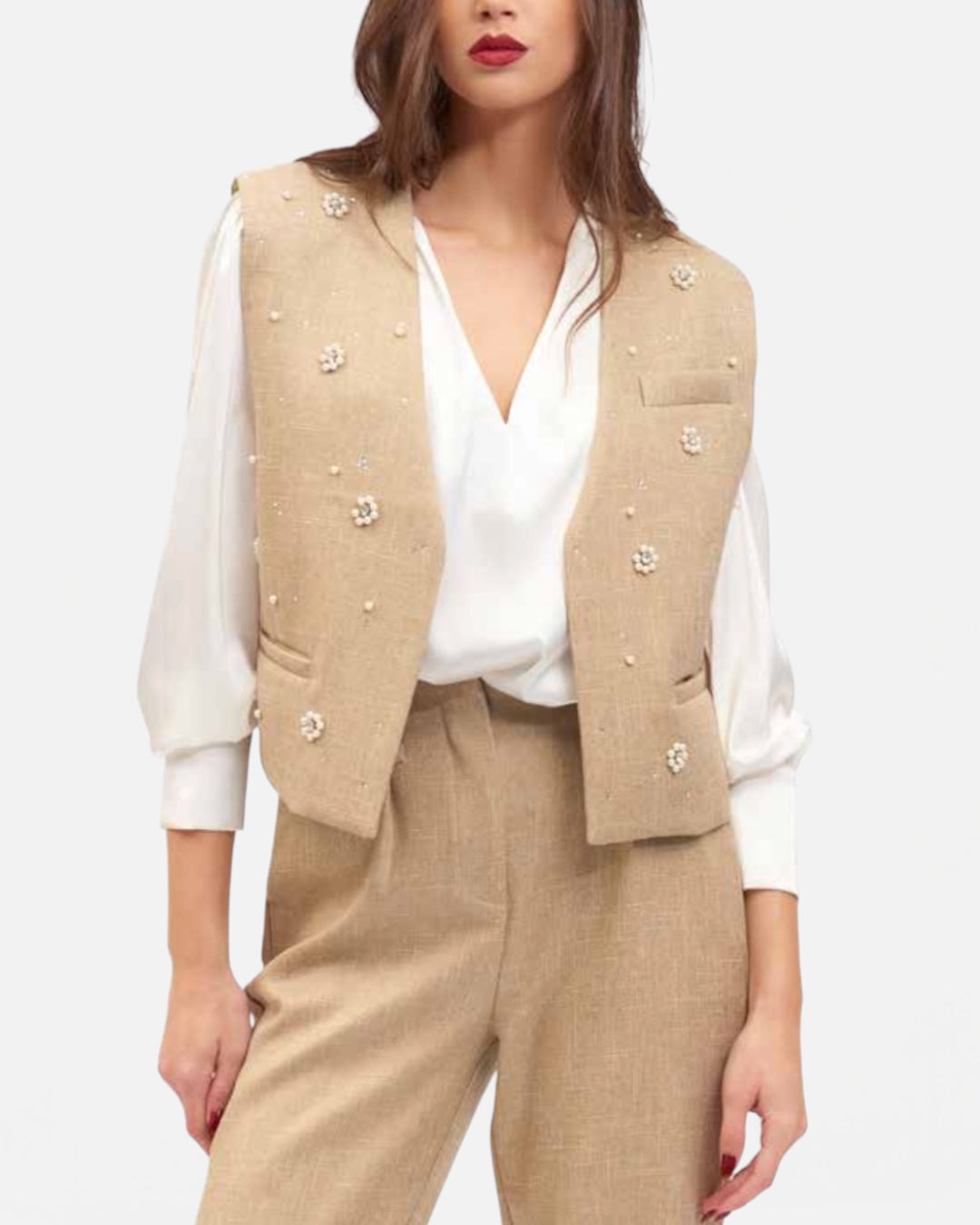 KORALLINE - Gilet con dettaglio gioiello donna