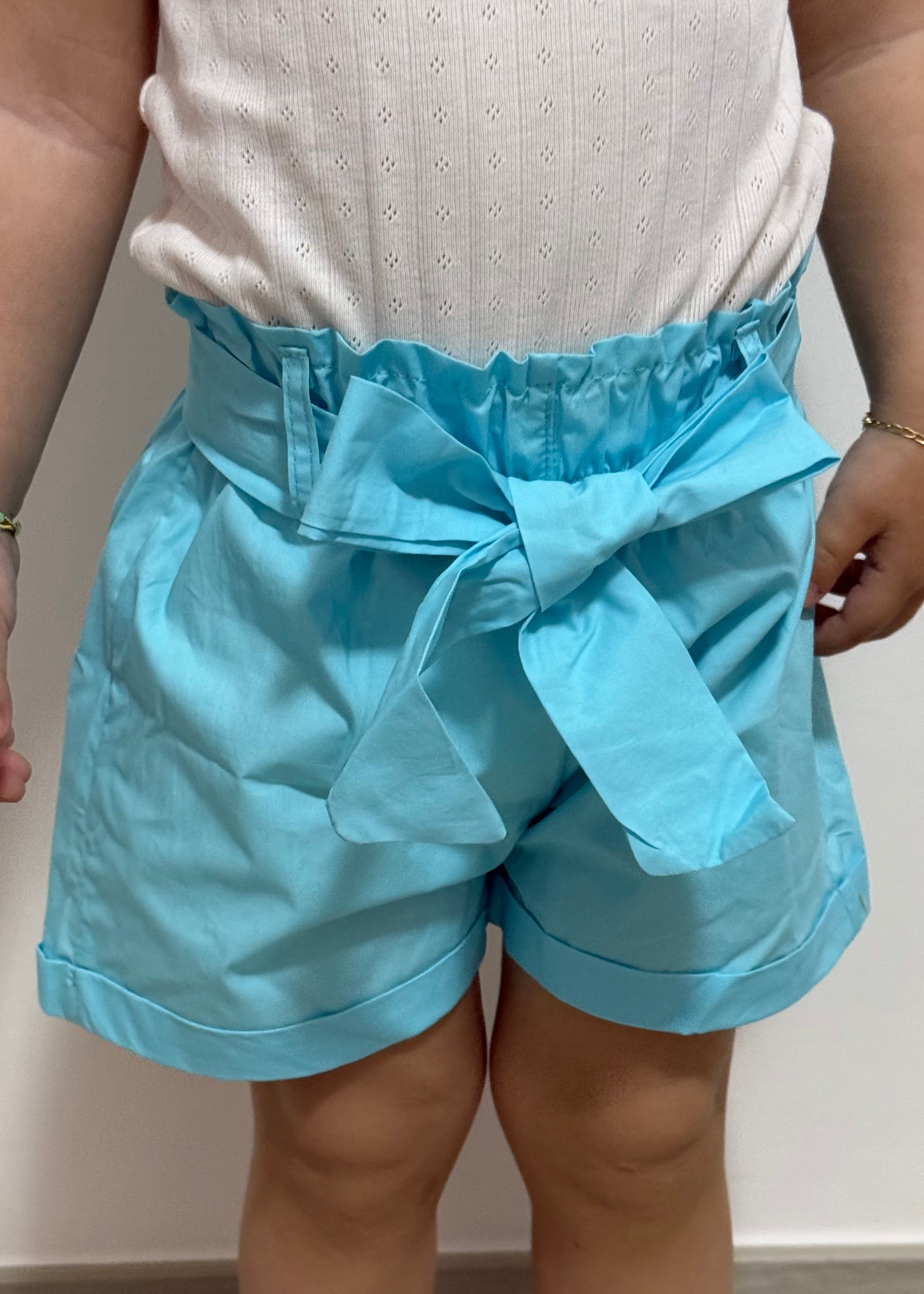 JANICE - Short azzurro in cotone bambina