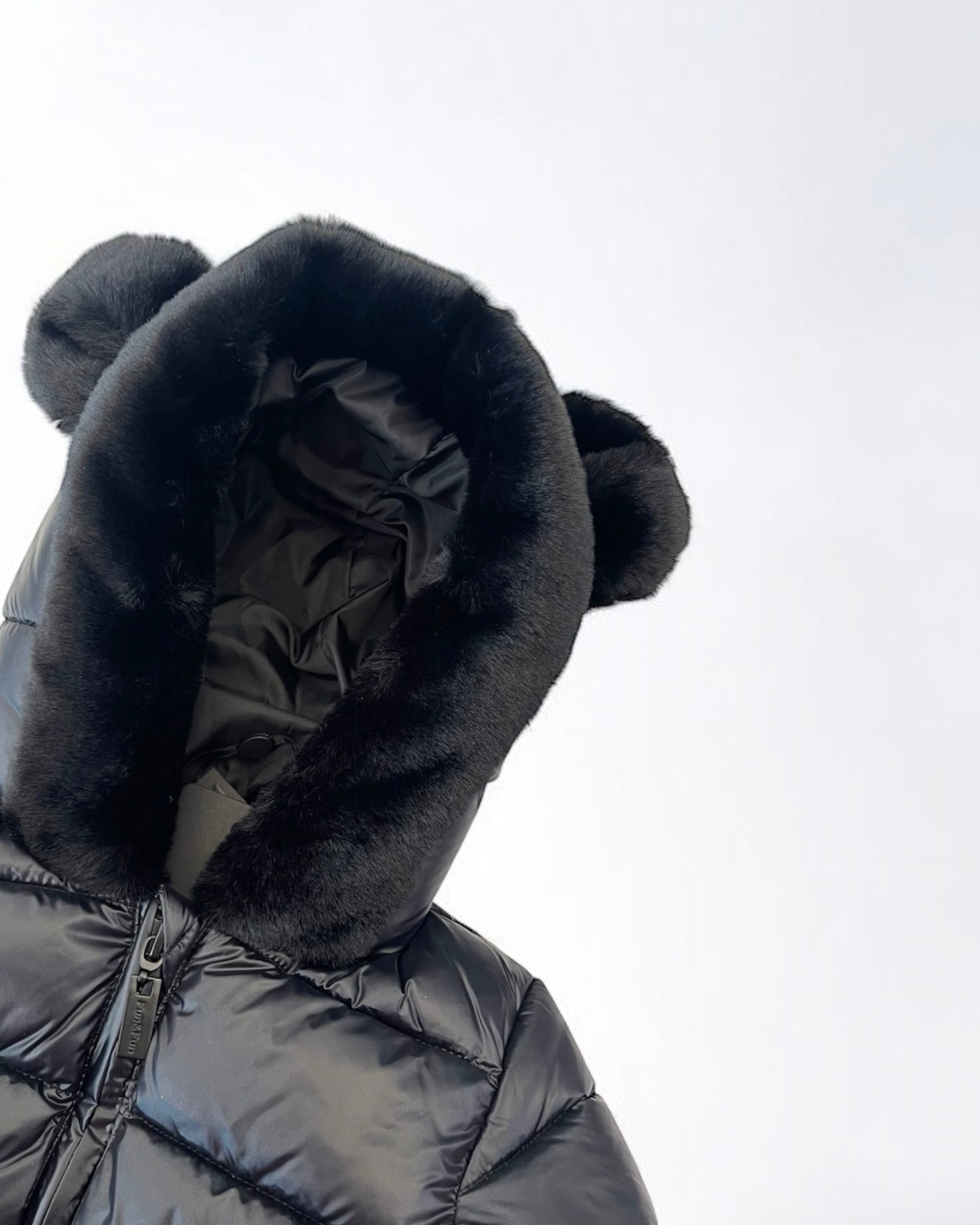 FUN FUN - Giubbotto nero con pelliccia bambina